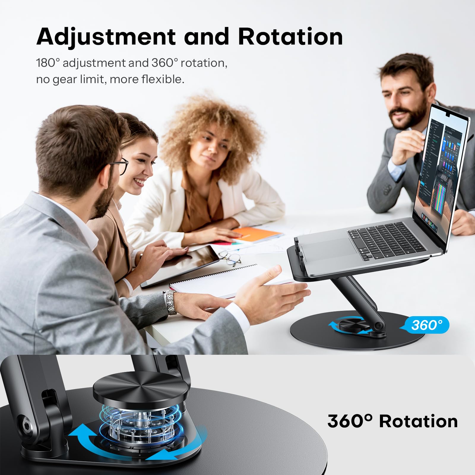 OMOTON Laptop Stand 360° Rotating Base 11–14" Black
