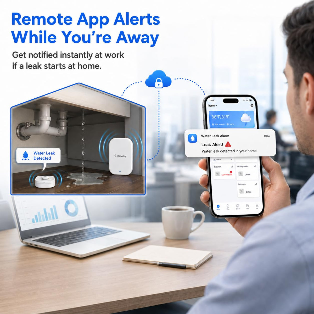 Water Leak Detector for Home WiFi Remote Checking Smart - Decruil Official Imagery - 5