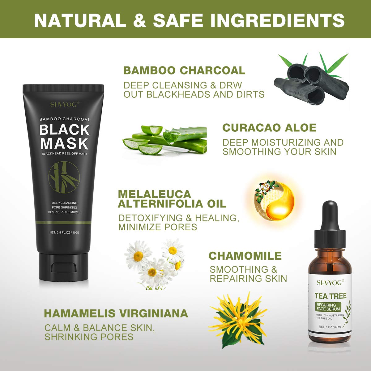 Blackhead Peel Off Face Mask, SHVYOG 3-in-1 Blackhead Remover - SHVYOG