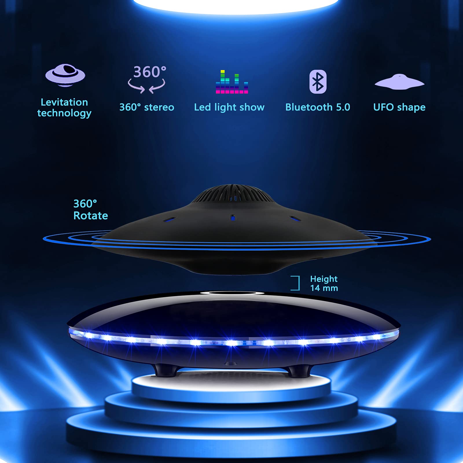 RUIXINDA Magnetic Levitating Bluetooth Speaker, Levitating UFO Sp - RUIXINDA Official Product View 3