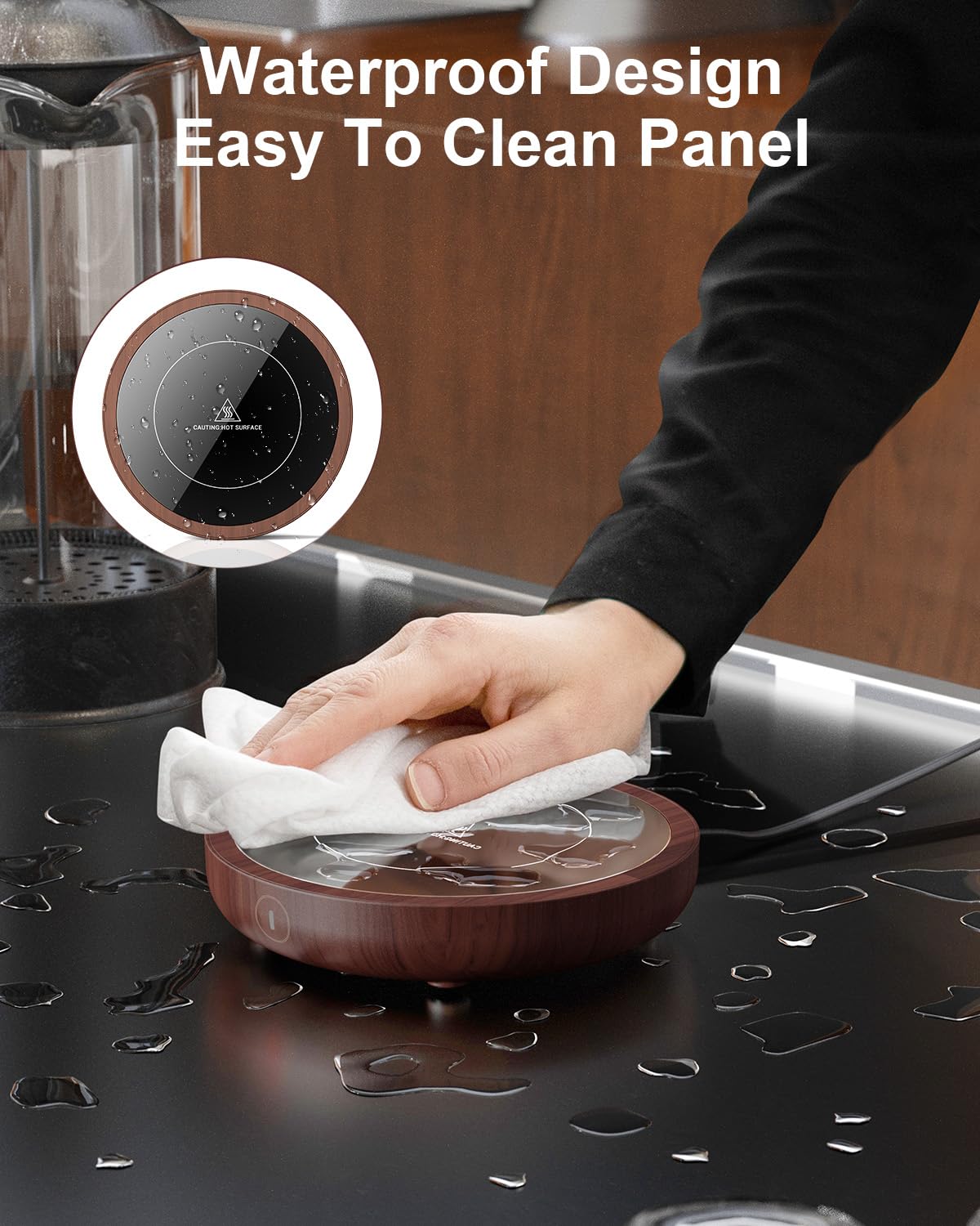 SWEETFULL Coffee Mug Warmer, Electric Cup Warmer for Desk - Wood - SWEETFULL Official Product View 8