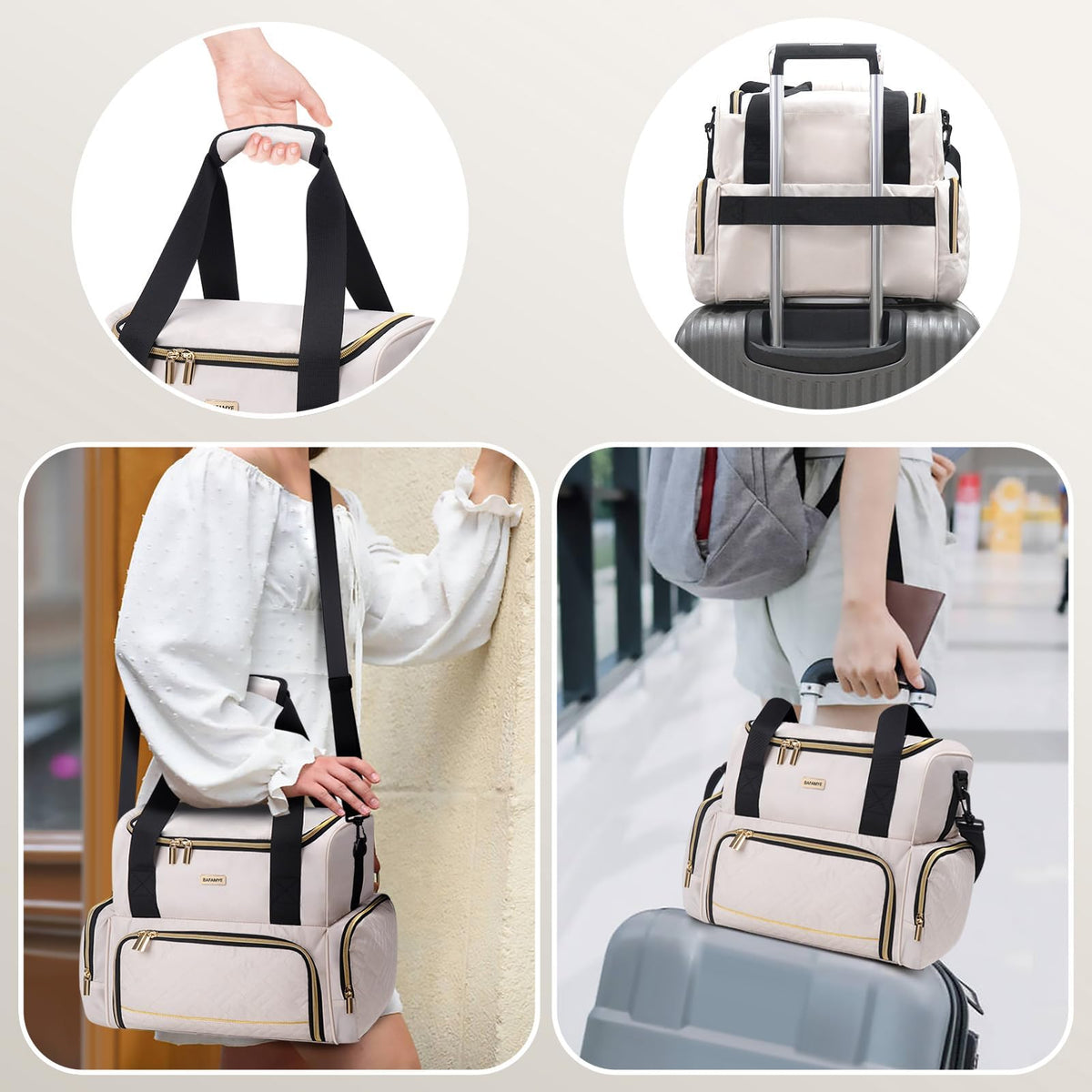 Large Makeup Cosmetic Bag with 2 Removable Case Double Layer - BAFAMYE Official Imagery - 7