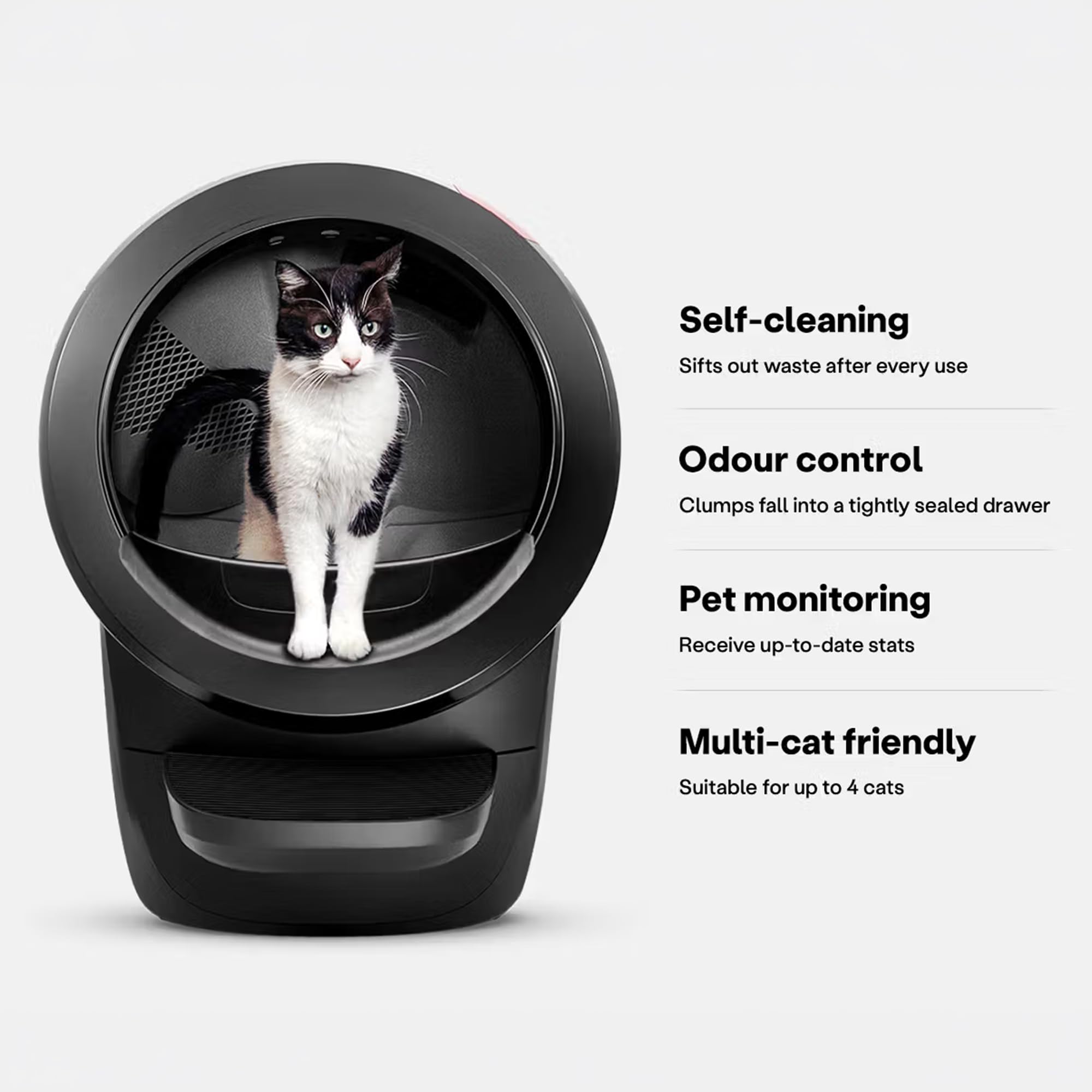 Litter-Robot 4 with Step & Fence by Whisker, Black - Automatic - Whisker Official Product View 2