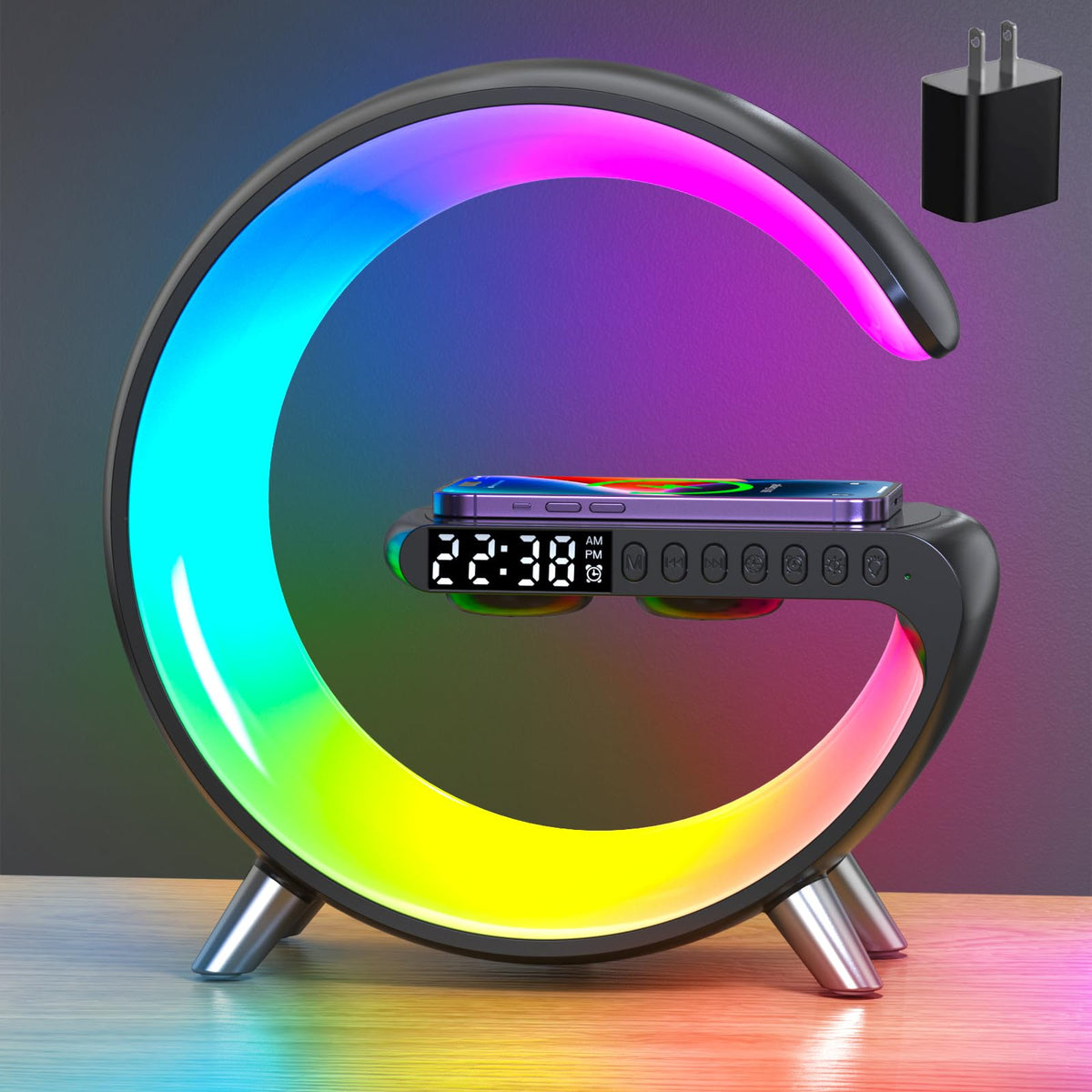 4 In 1 Smart LED Table Lamp Alarm Clock Wireless Charger - WEKEFON Official Imagery - 1