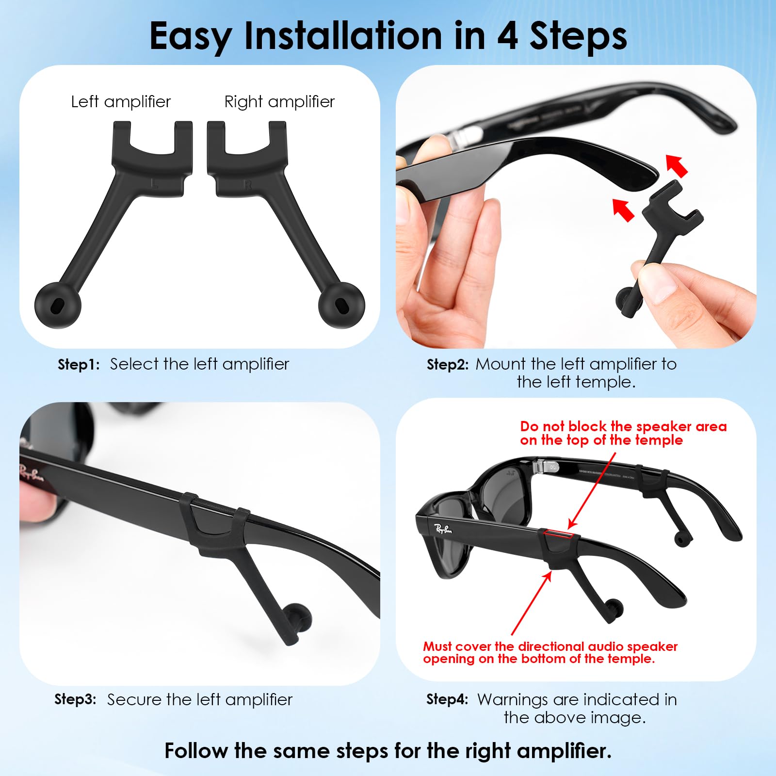 KONAFEI Increase Privacy Ear Tips for RayBan Meta Gen1/2 Glasses, by KONAFEI - Angle View 7