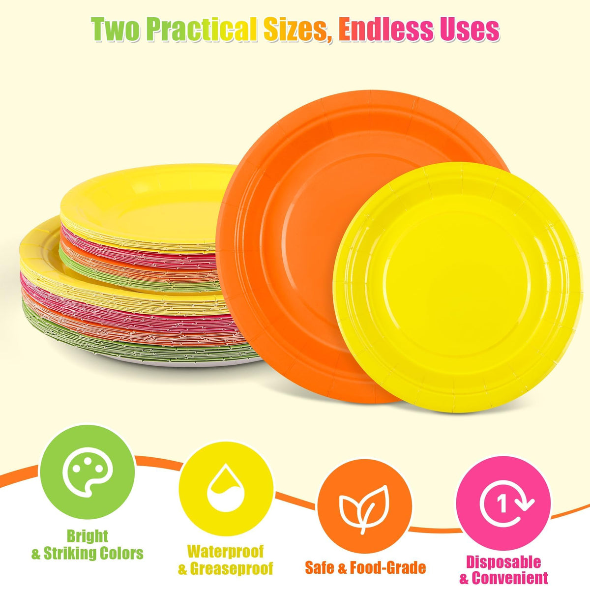 Kochorie 350 Pieces Neon Dinnerware Set 7 9 inch Dessert - Kochorie Official Imagery - 4