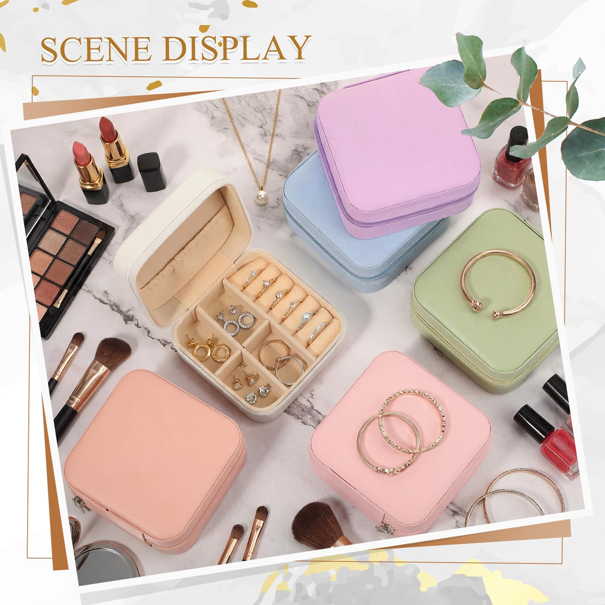 6 Pcs Small Jewelry Box Portable Travel Case PU Leather - Juinte Official Imagery - 7