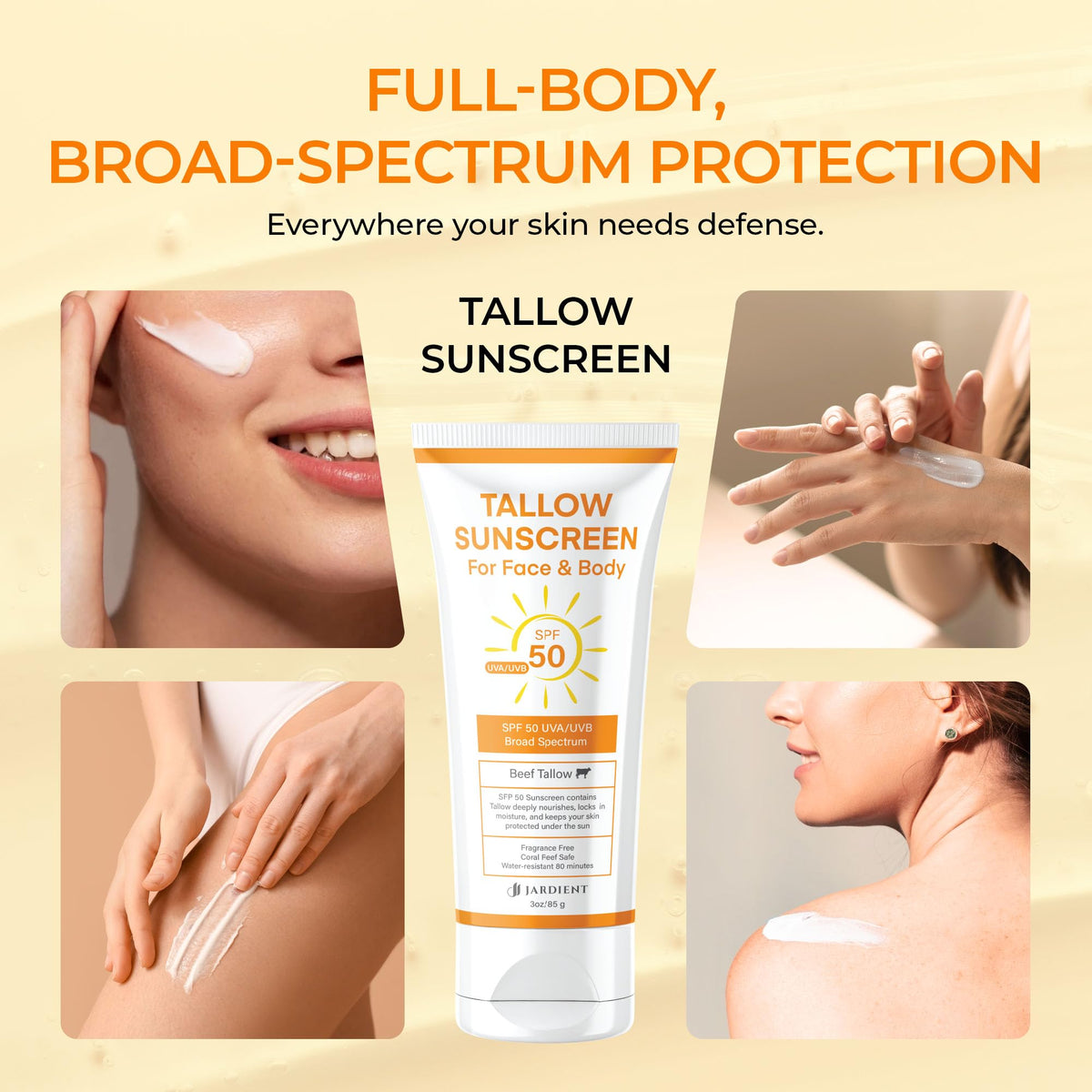 Beef Tallow Sunscreen SPF 50 with Mineral Instant Sun - Jardient Official Imagery - 7