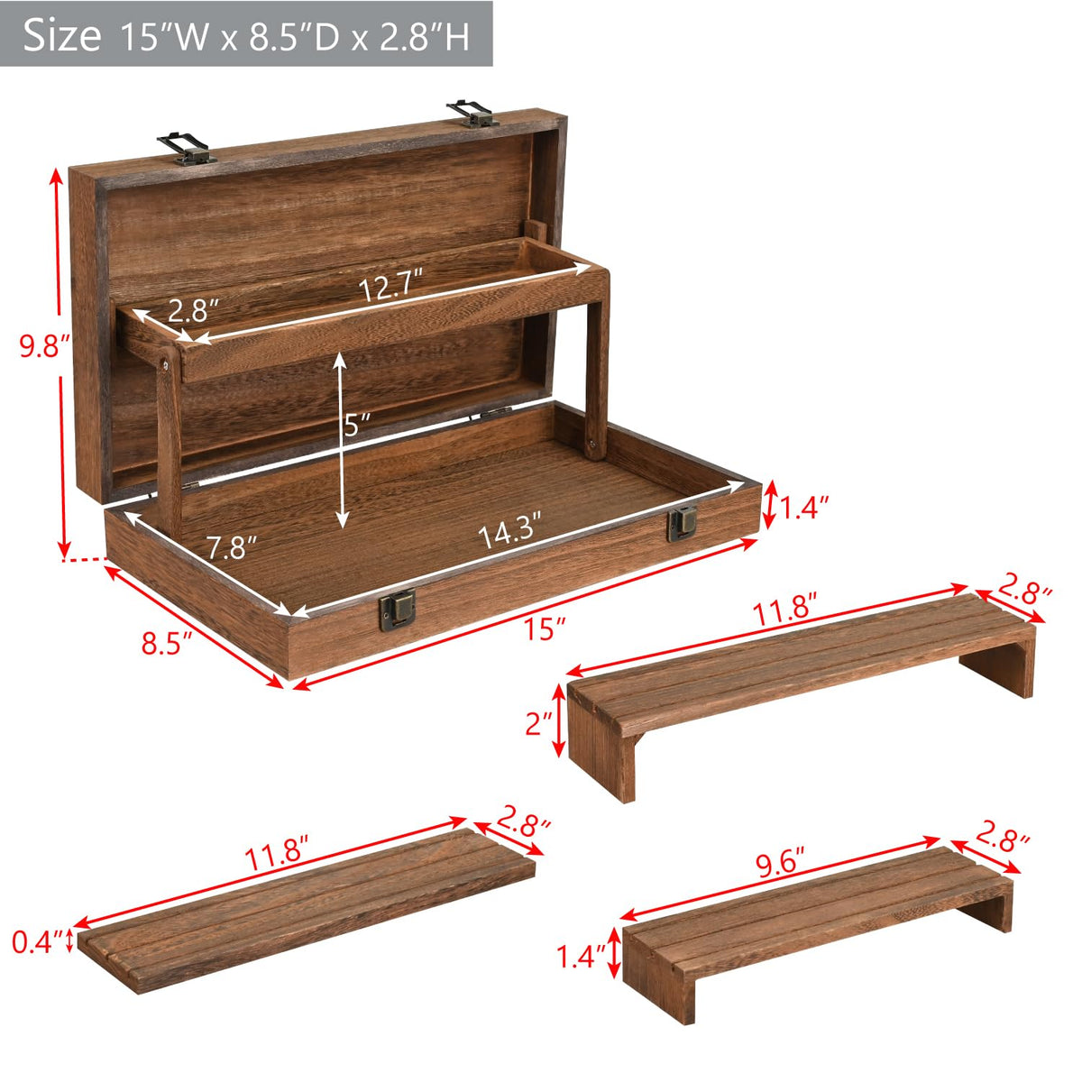 MOOCA 3 Tier Portable Wooden Jewelry Display Risers Carrying - MOOCA Official Imagery - 4