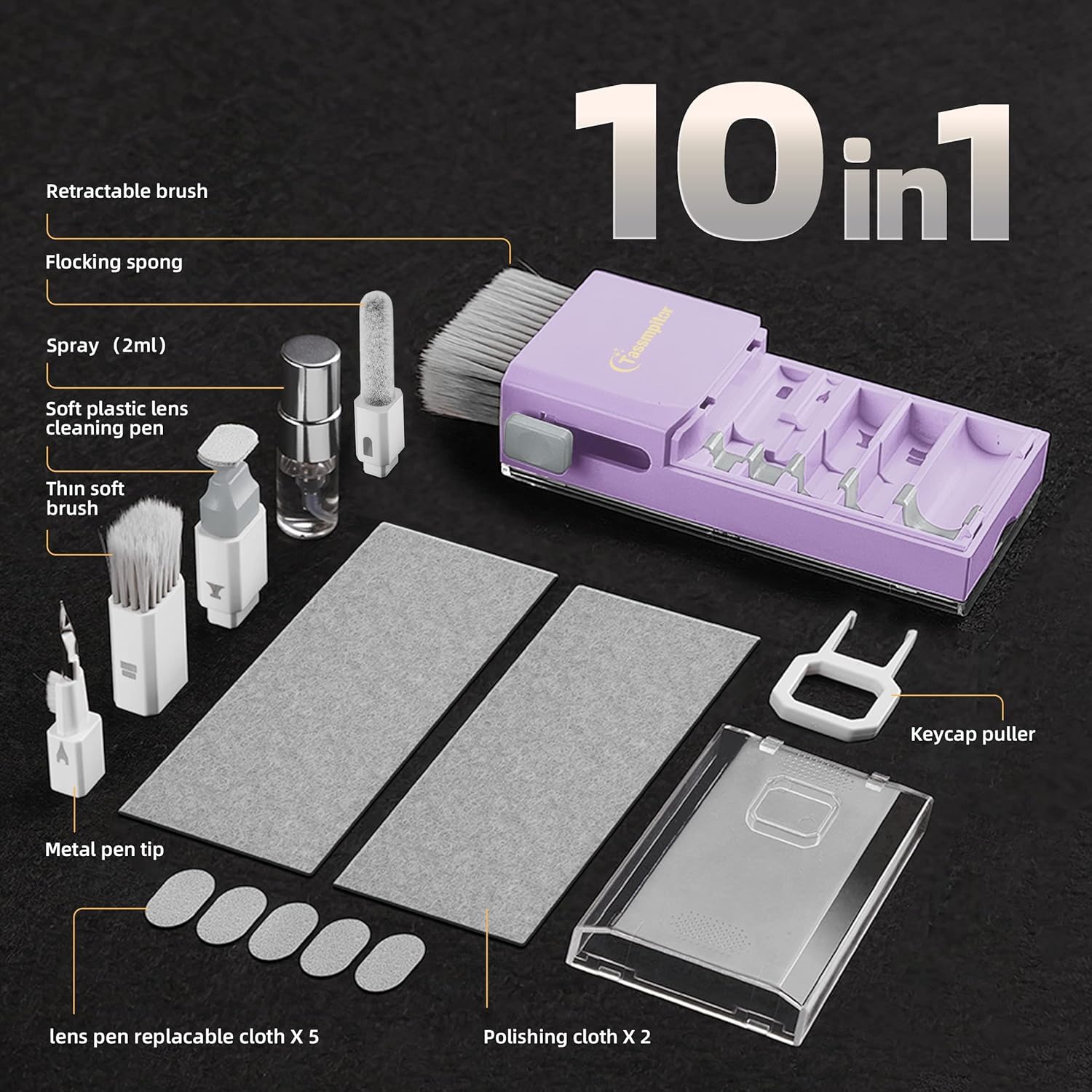 Tassmpitor 11-in-1 Keyboard & Screen Cleaning Kit – Purple
