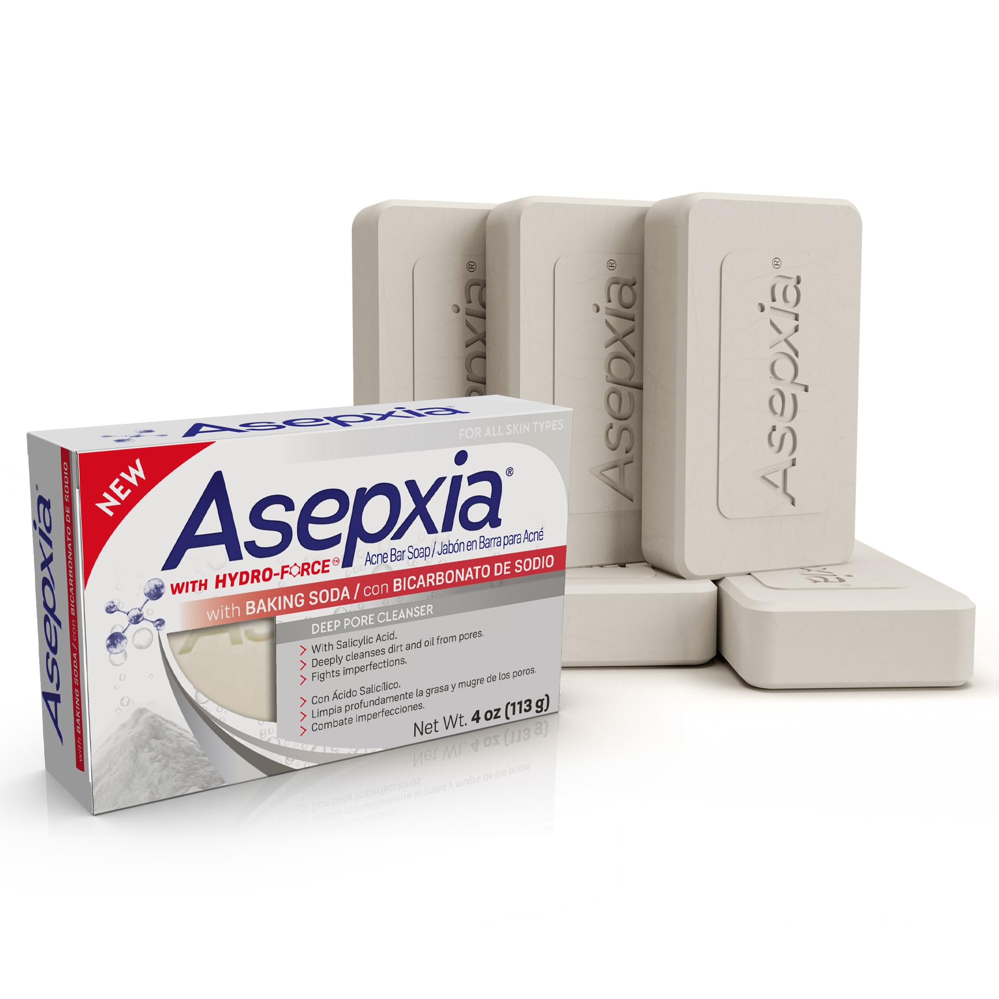 Asepxia Acne Treatment Bar Soap with Baking Soda 4 Oz 5 Pack - Asepxia Official Imagery - 2