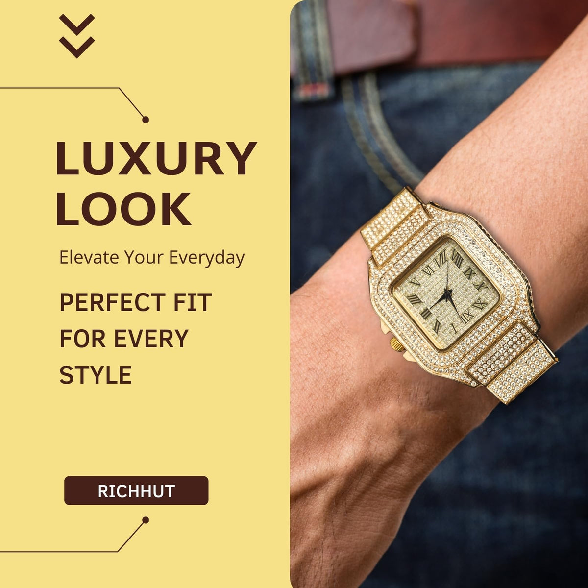 Diamond Watch for Men Guys - richhut Official Imagery - 4