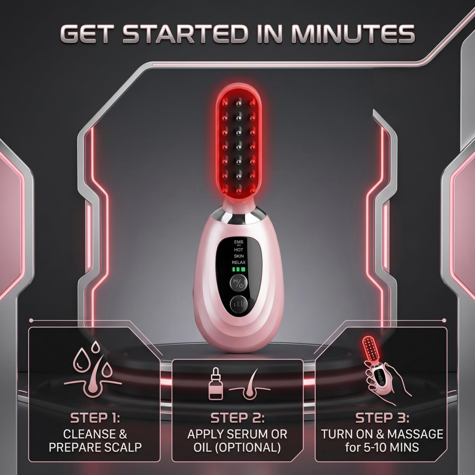 3-in-1 Facial Massager for Face Neck and Scalp,7-Color LED Light - erdnretl