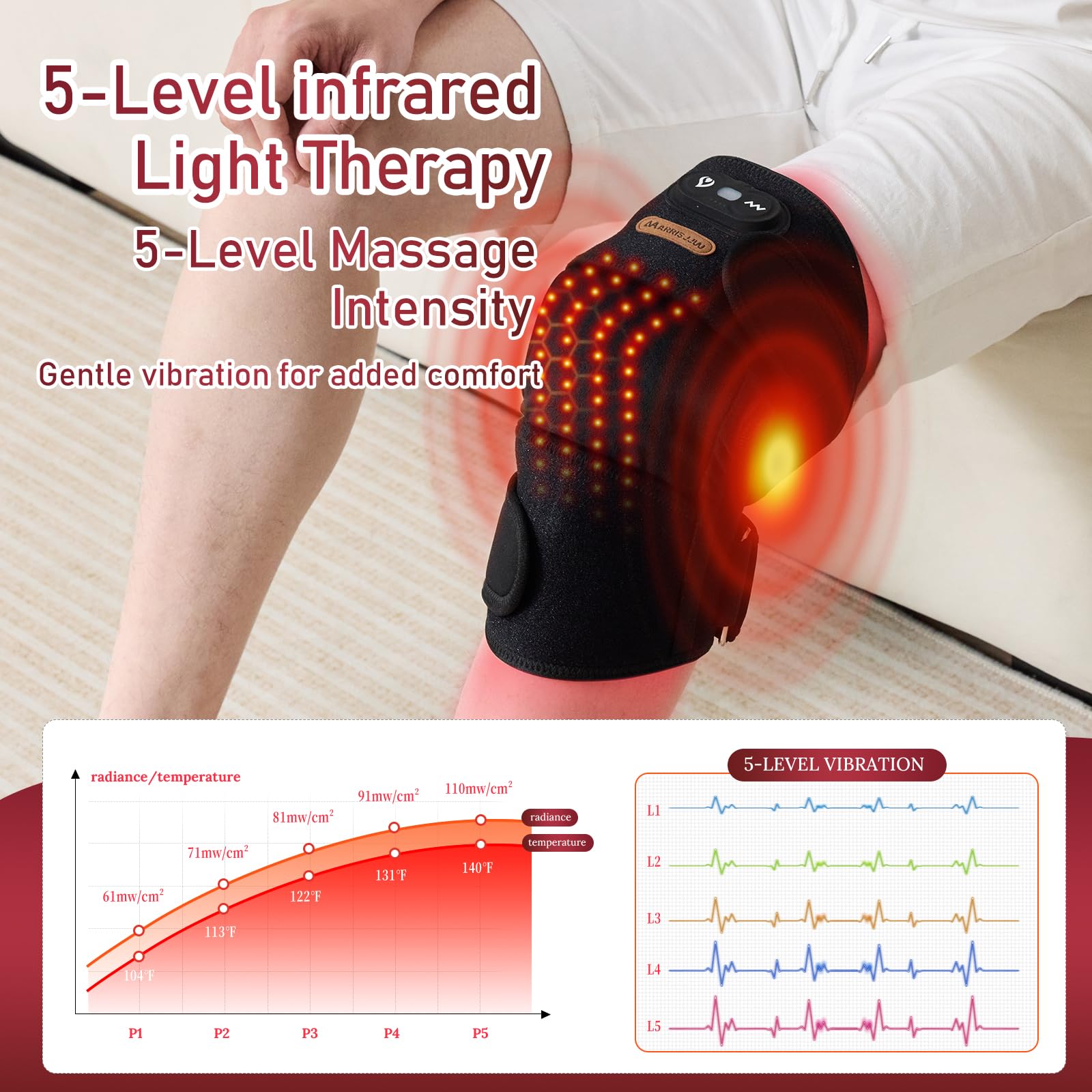 MarrisJjw Red Light Therapy Knee Massage, with Heat & Vibration,660nm 940nm 850n - MarrisJjw Official Product View 3