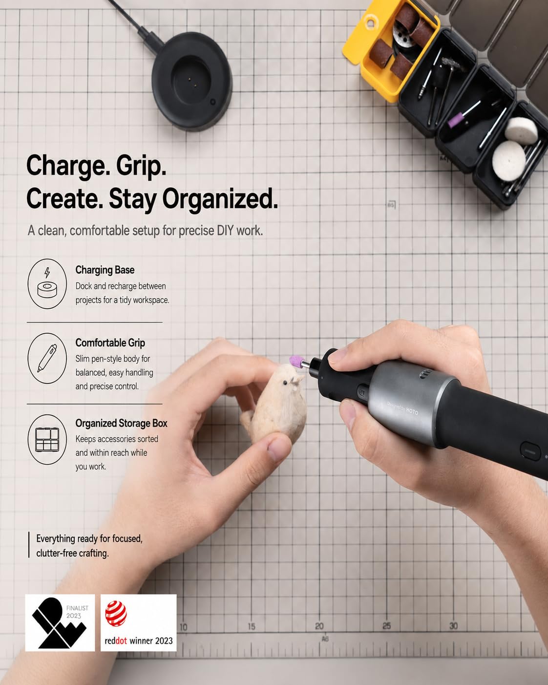 HOTO Cordless Rotary Tool Kit 5 Speed for 3D Printer Sanding - HOTO Official Imagery - 6