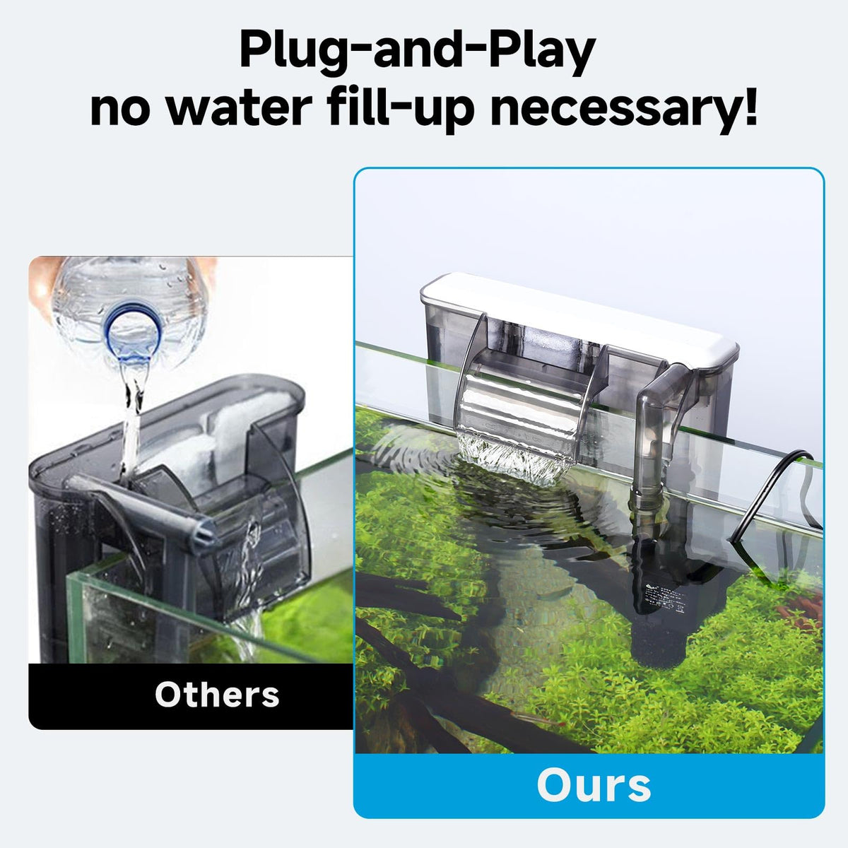 AQQA Quiet 20 30 Gallon Fish Tank Filters Hang on Back - AQQA Official Imagery - 4