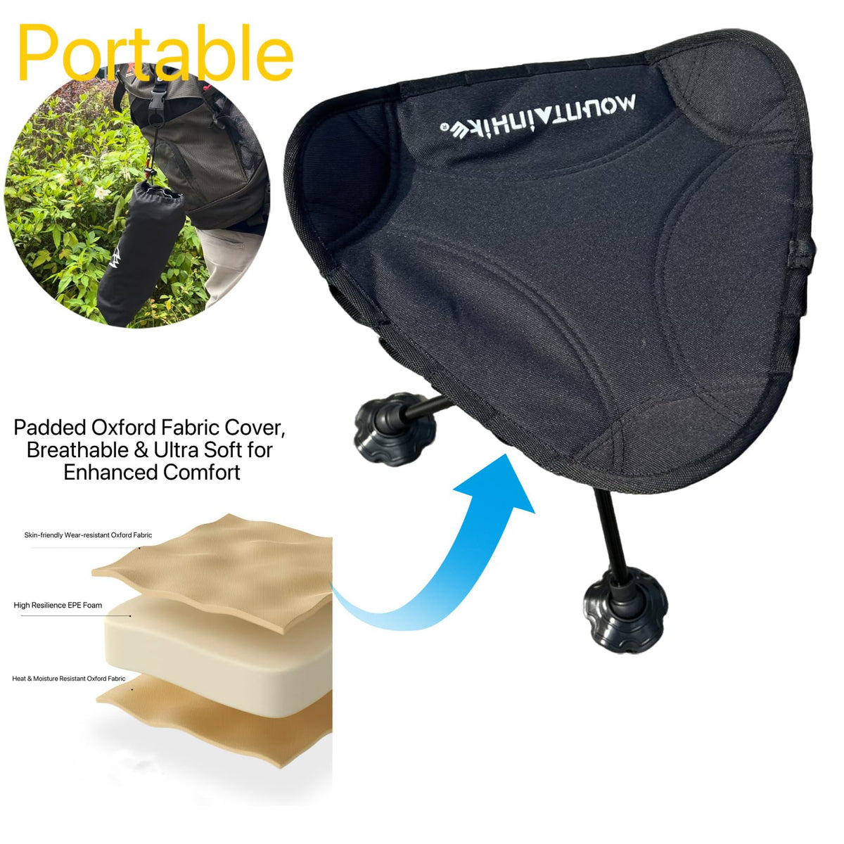 Camping Stool Foldable Tripod Stool 360 Silent Rotating - FENGZIYU Official Imagery - 8