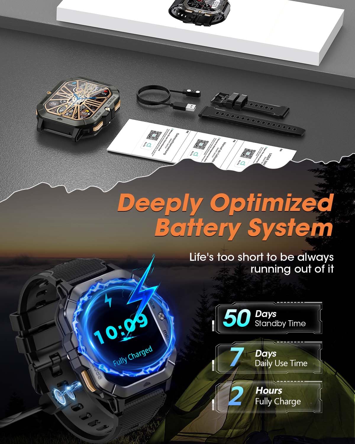 DEKELIFE Military Smart Watches for Men  , 2.02'' Fitness Smart Watch - View 6