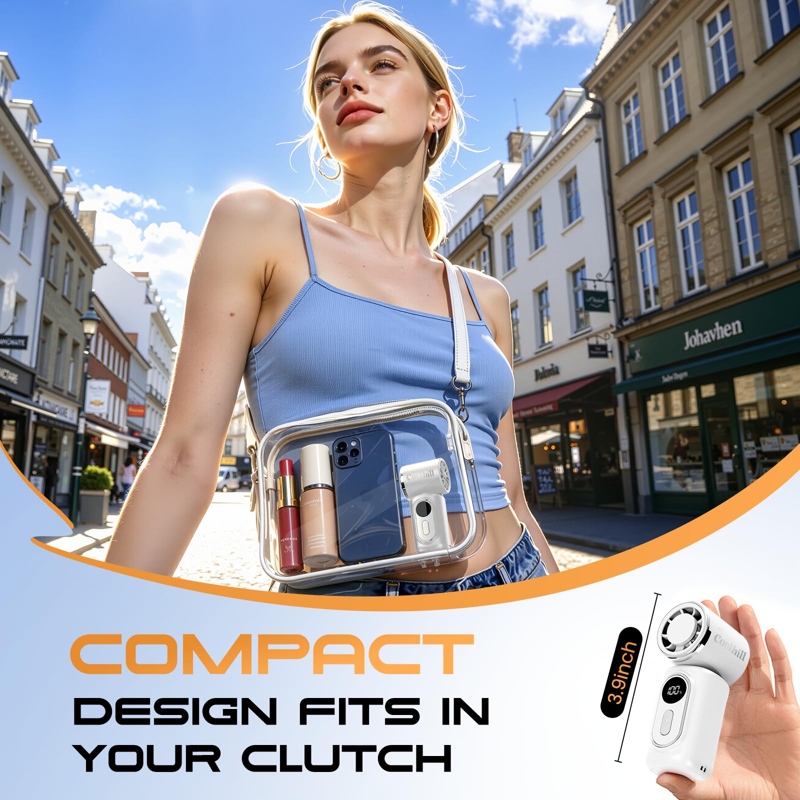 Coolhill Portable Clip-On Mini Fan Handheld Turbo Fan with 100 Sp by Coolhill - Angle View 5