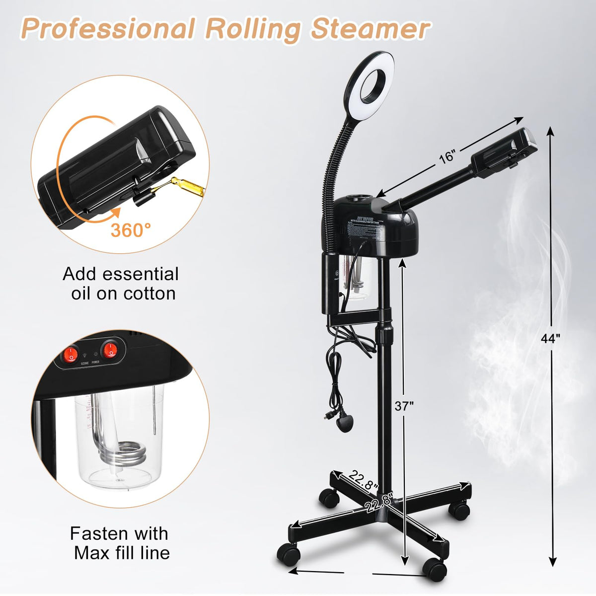 2 in 1 Facial Steamer with 5X Magnification Light Deep - Winado Official Imagery - 3