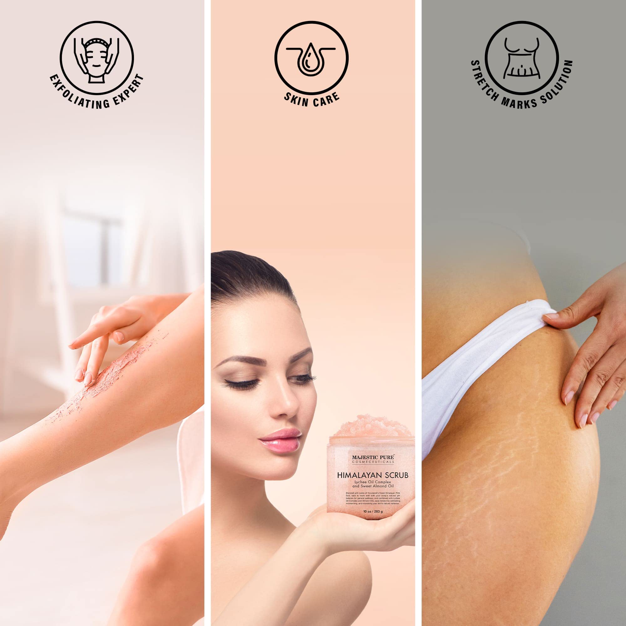 Majestic Pure Himalayan Salt Body Scrub, Lychee Oil Exfoliant - Majestic Pure Official Product View 7