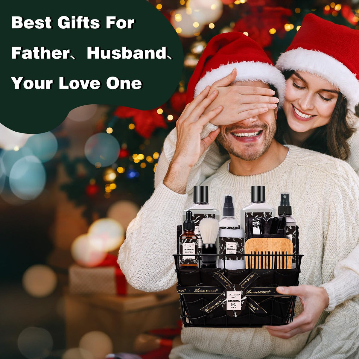 Spa Gifts for Men 10pc Charcoal Bath and Body Gift Set for - ArioseMonde Official Imagery - 8