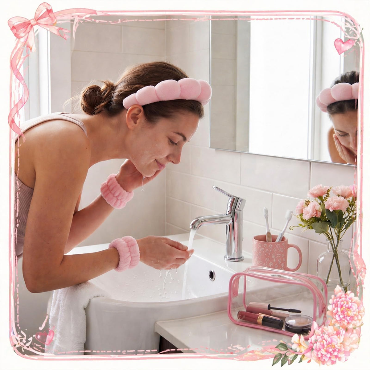 Newtay 14 Pcs Pink Gift Basket for Woman Spa Set Candle Mug - Newtay Official Imagery - 5