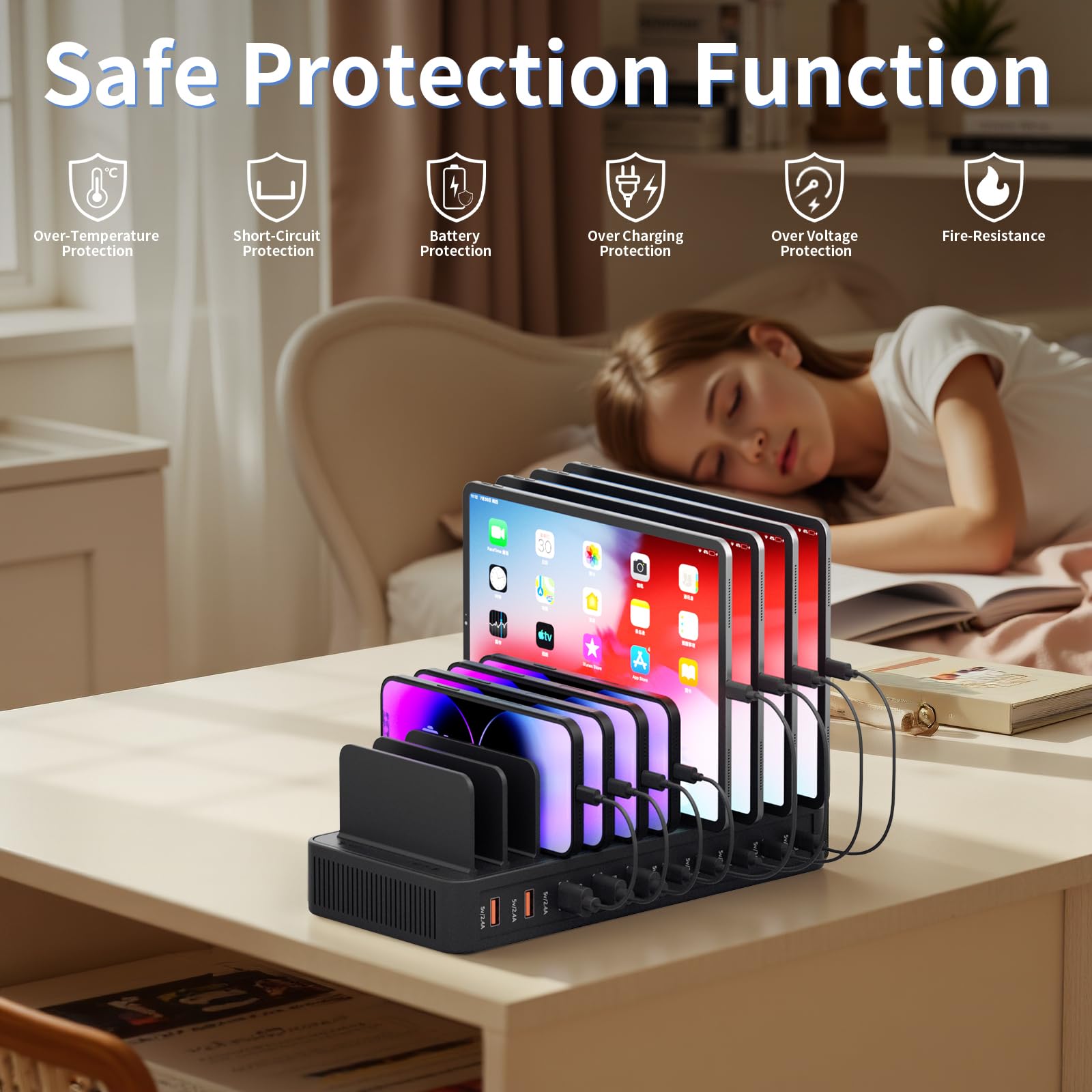 60W Charging Station for Multiple Devices 10 Port USB Fast - Yoodarmx Official Imagery - 4