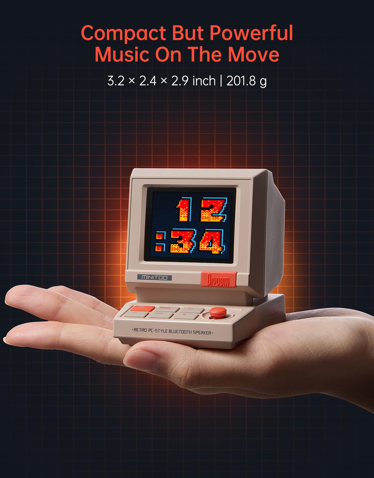 Divoom MiniToo Retro PC-Style Computer Speaker, Pixel Screen with by Divoom - Angle View 7