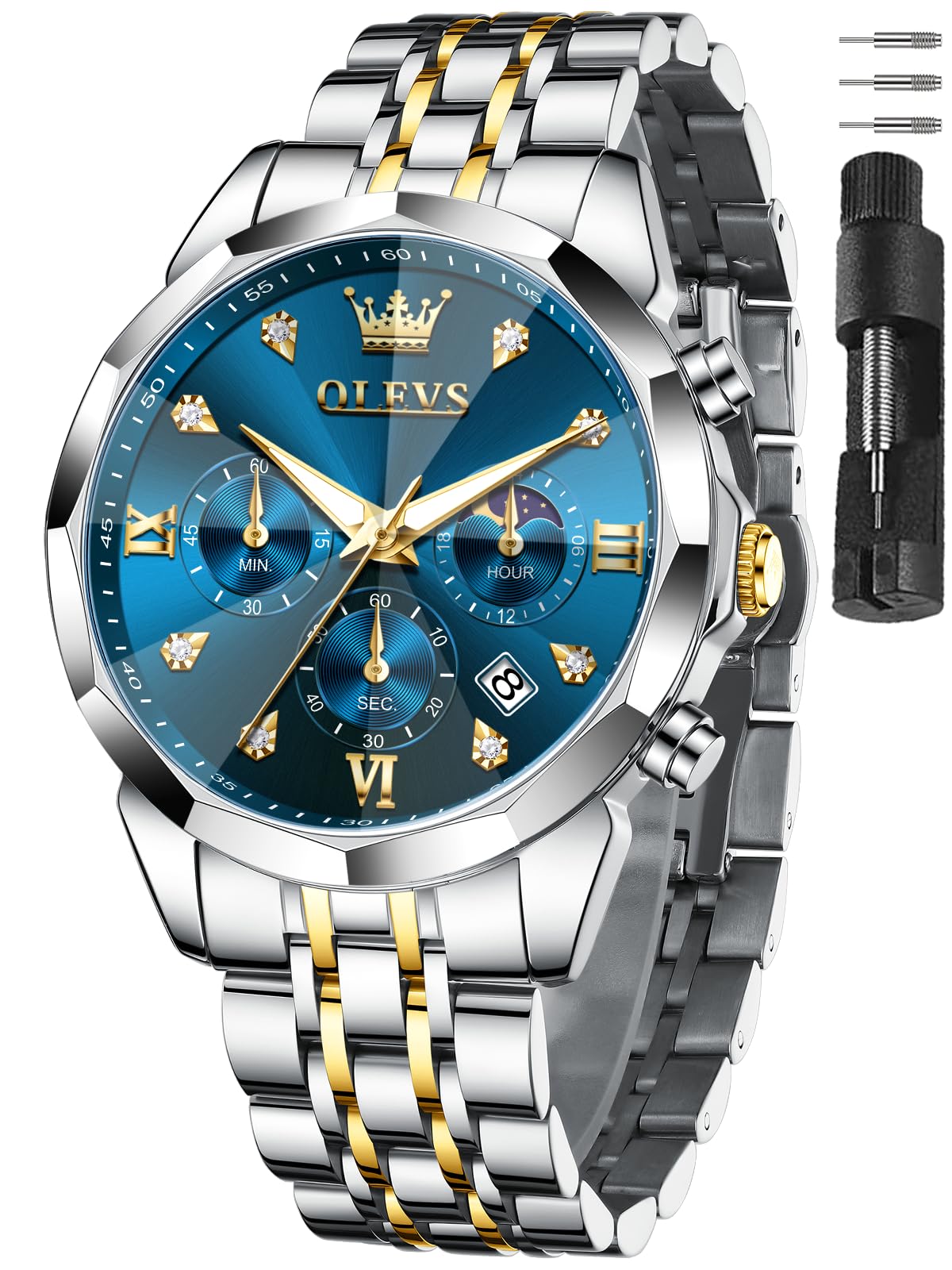 OLEVS Watches for Men Stainless Steel Dress Men Watch with Date - View 9