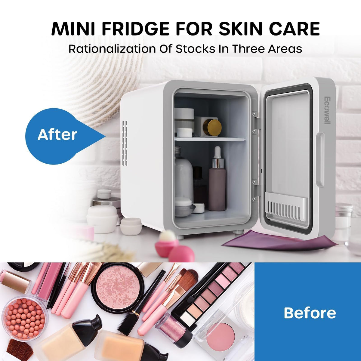 ECOWELL Skin Care Fridge for Cosmetic Mini Skincare Fridge - ECOWELL Official Imagery - 6