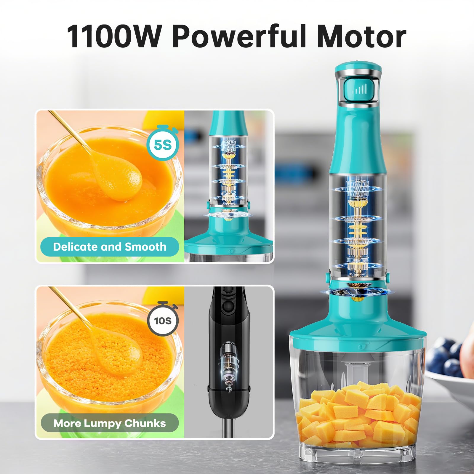 Turelar Immersion Blender Handheld 5 in 1 Hand Blender Set 1100W - turelar Official Product View 3