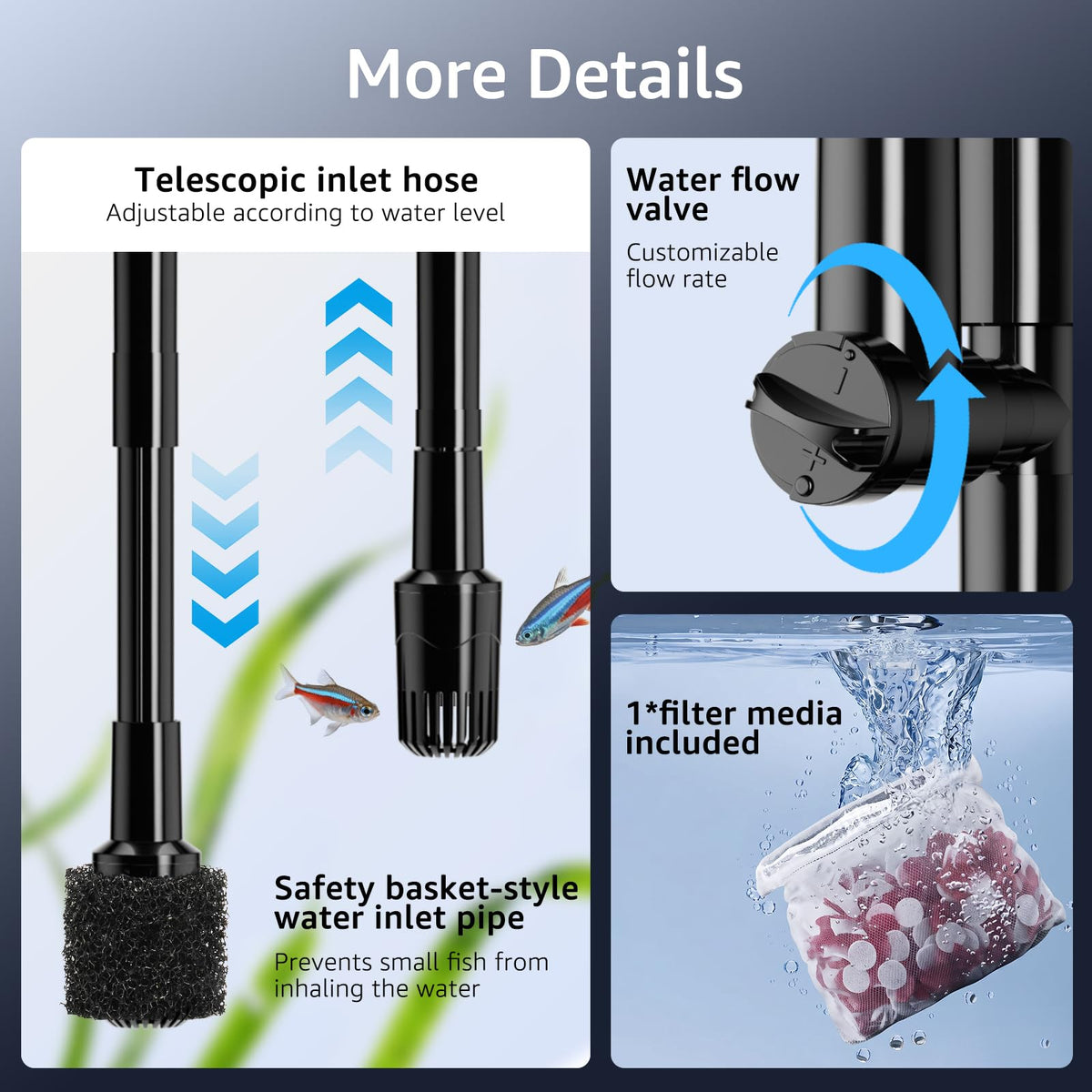 Veehoo Hang on Back Aquarium Filter Double Dry Wet - Veehoo Official Imagery - 8