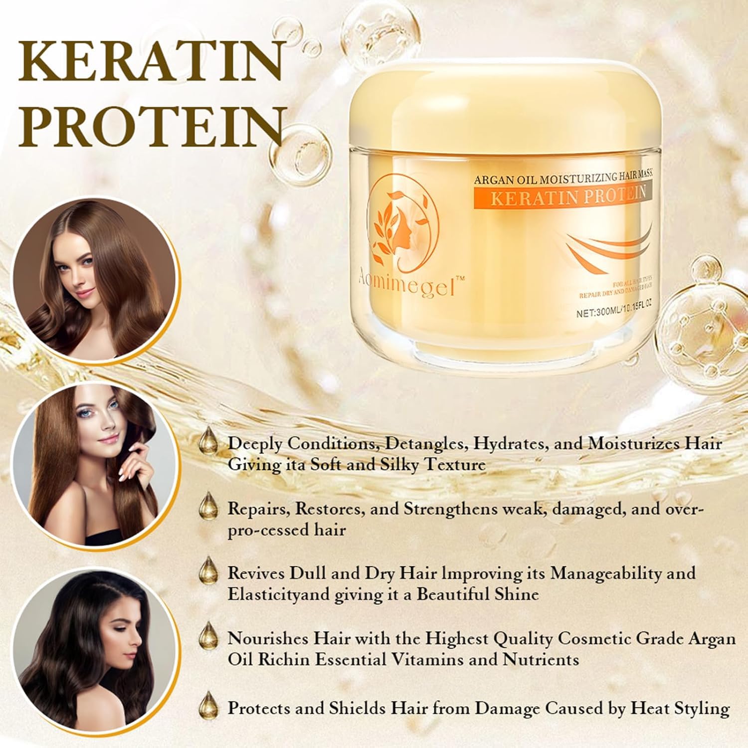 Collagen Repair Hair Mask for Dry Damaged Hair 10 15 oz - Aomimegel Official Imagery - 6