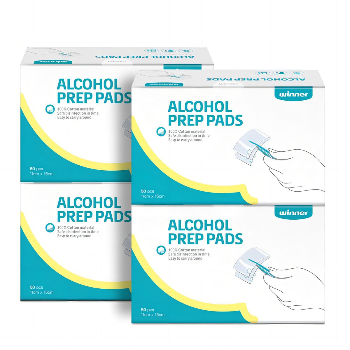 Winner Alcohol Prep Pads 6 x 4 in 70 Isopropyl Alcohol 200 - Winner Official Imagery - 2