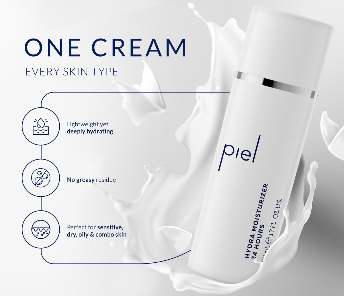 Hydra Moisturizer 24Hrs Lightweight Facial Cream with Beta - PIEL BY MIGUELINA CALDERON Official Imagery - 5