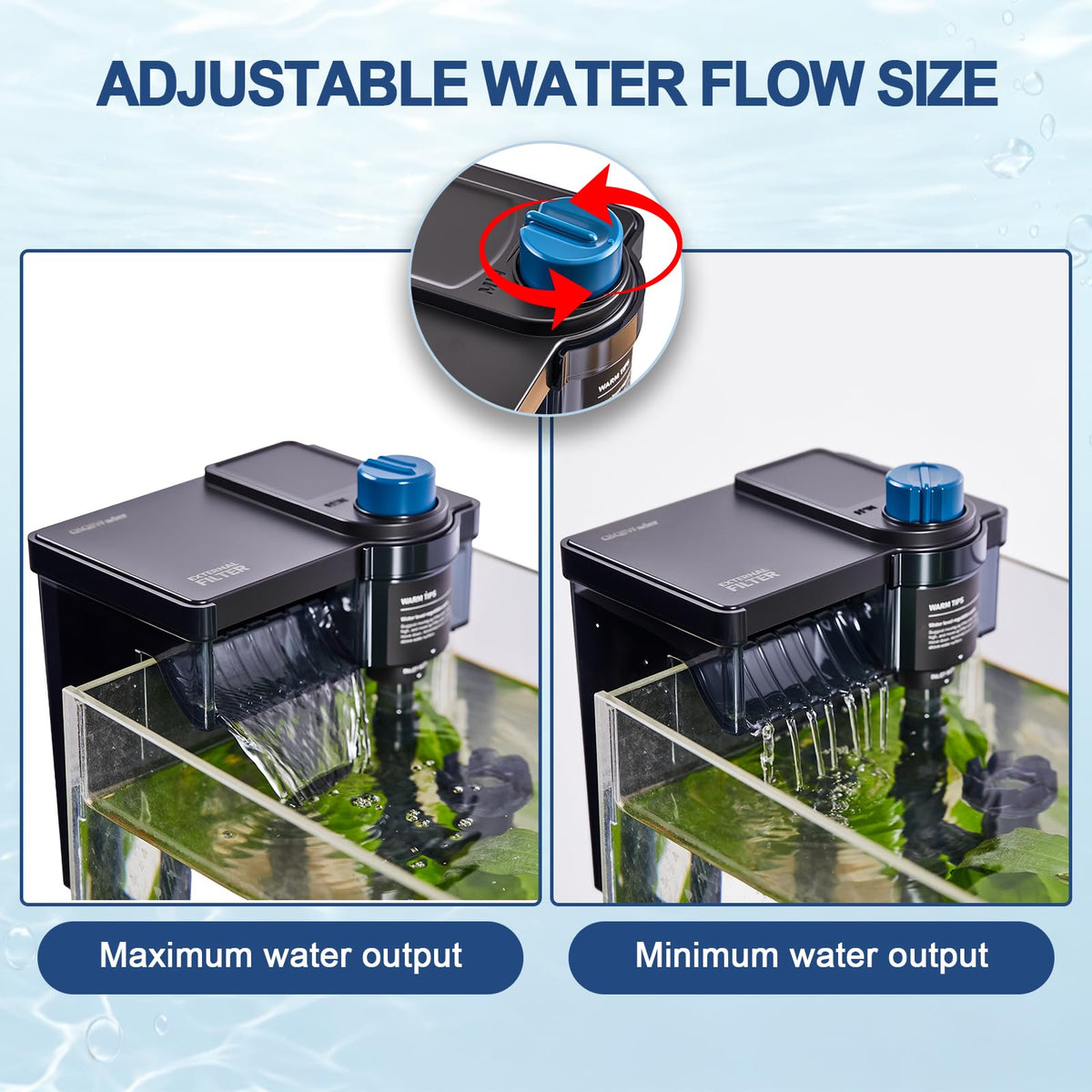 Hang on Back Aquarium Filter Aquarium Filter Quiet for 5 20 - QiQiWader Official Imagery - 4