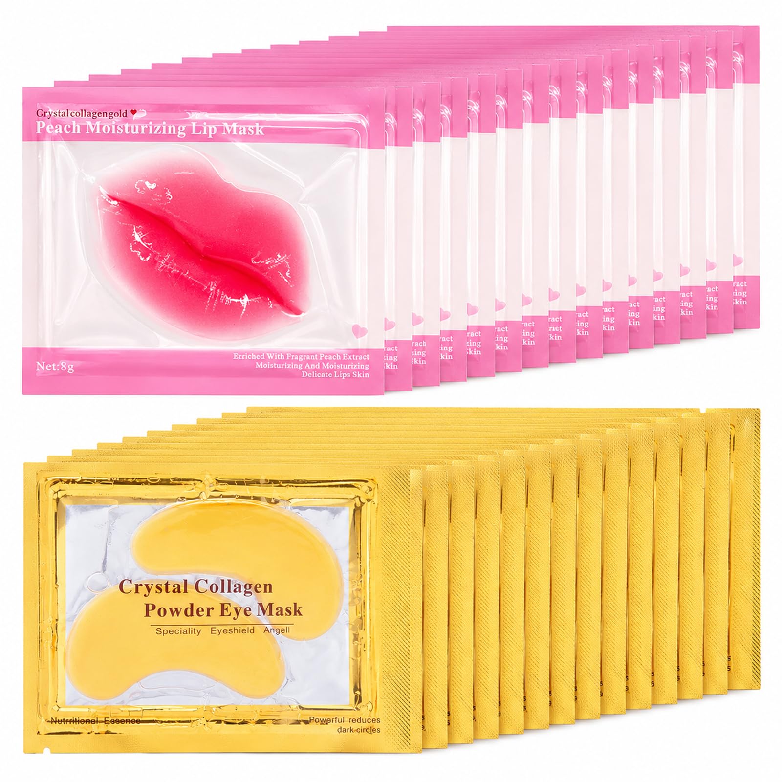 30 Pairs Eye Masks &amp; Lip Masks, 24K Gold Under Eye Patches - Sulily
