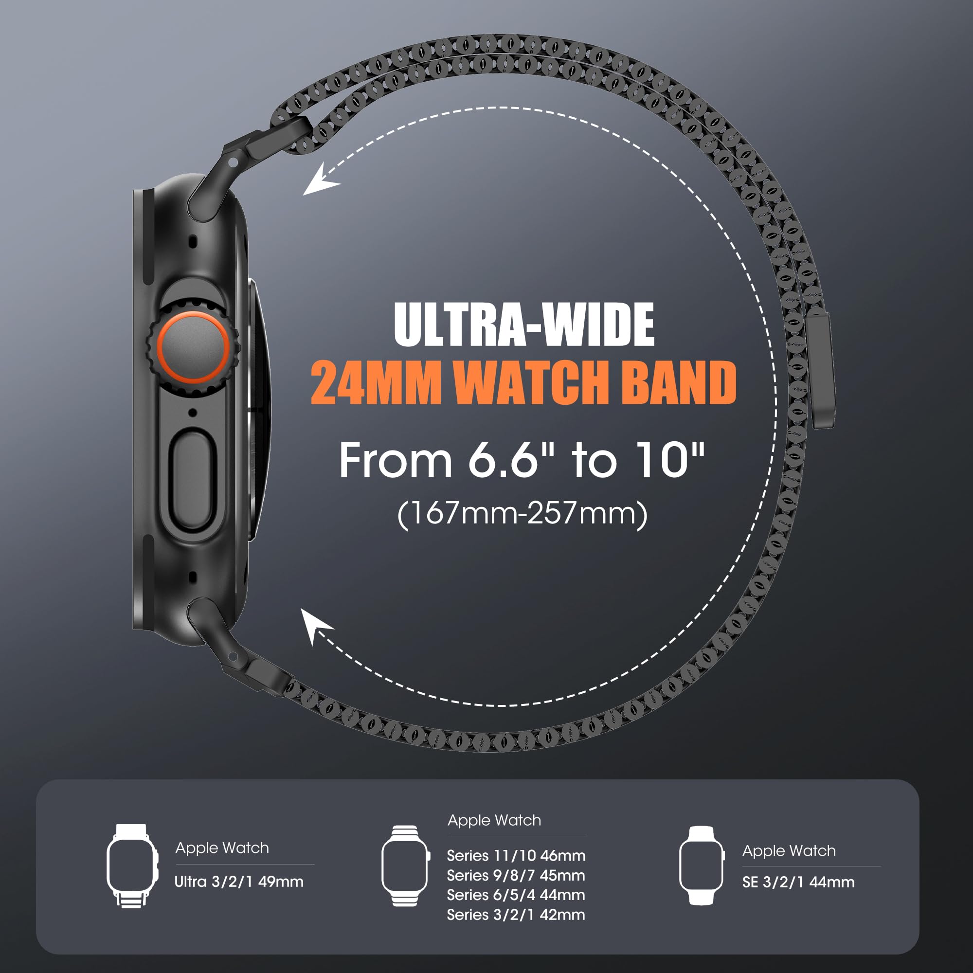 WADELIZ Milanese Loop Compatible for Apple Watch Ultra 3 2 1 Band 49 4 - View 2