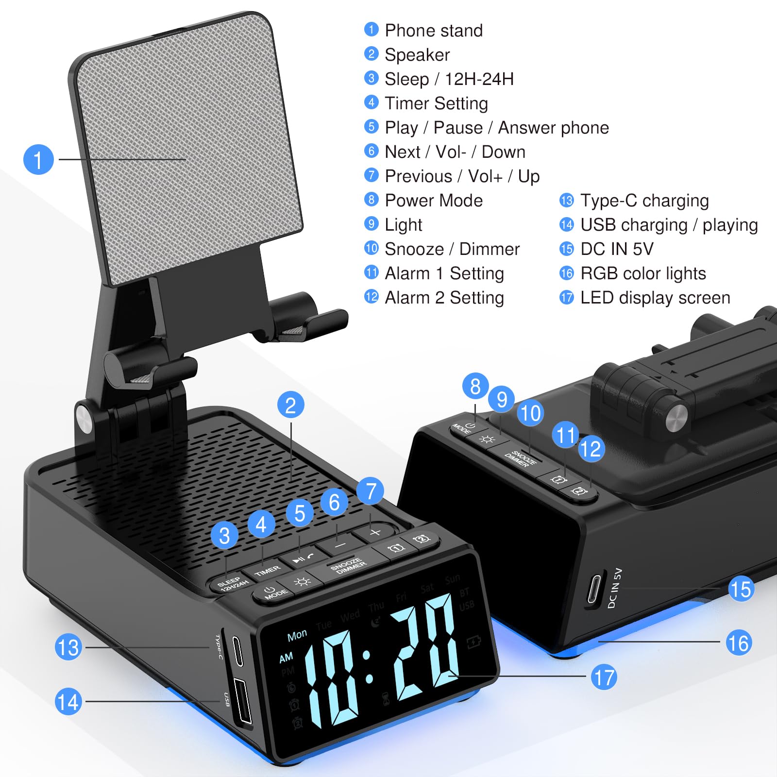 GLOPUS Cell Phone Stand with Wireless Bluetooth Speaker, HD Stere by GLOPUS - Angle View 8
