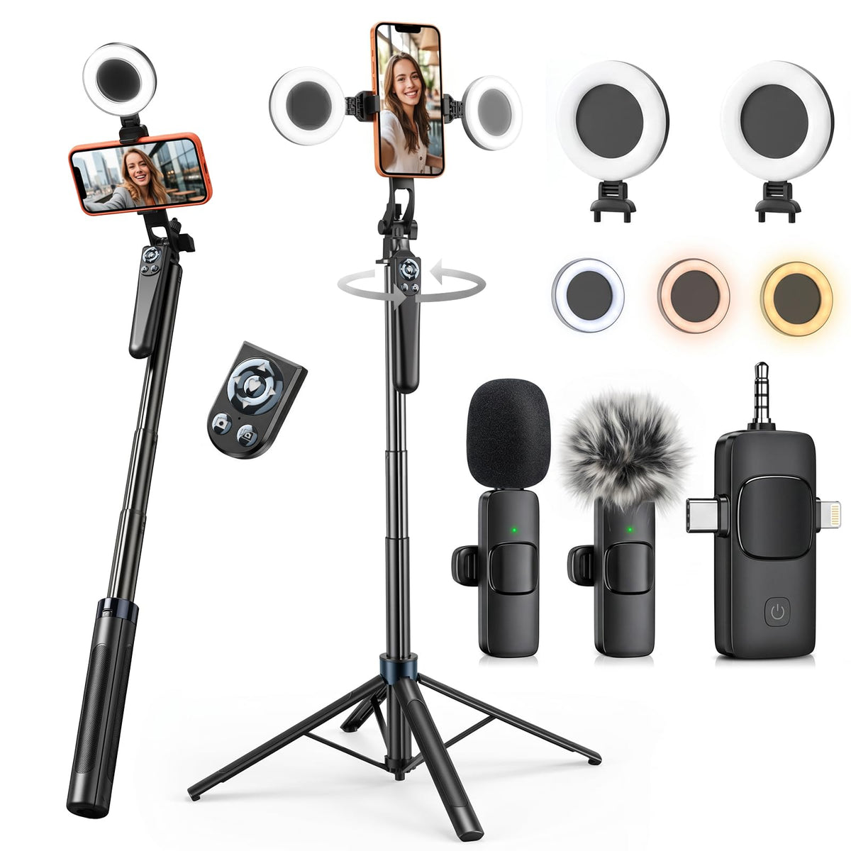 71 Phone Tripod for iPhone 2 Lights 2 Wireless Mics - RMKECT Official Imagery - 1