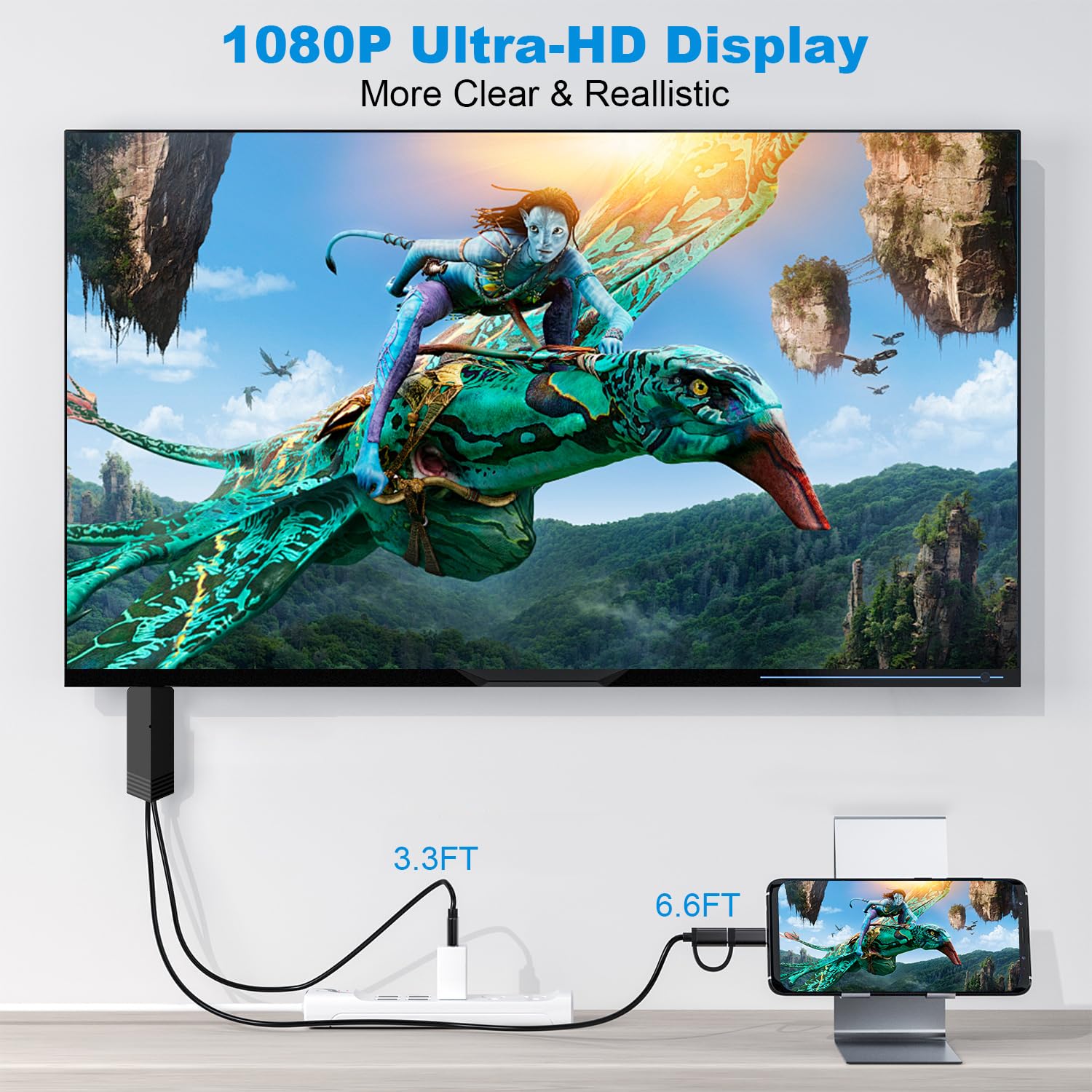 Weton 2-in-1 USB Type C Micro USB Android Phone to TV HDMI Cable, by Weton - Angle View 5