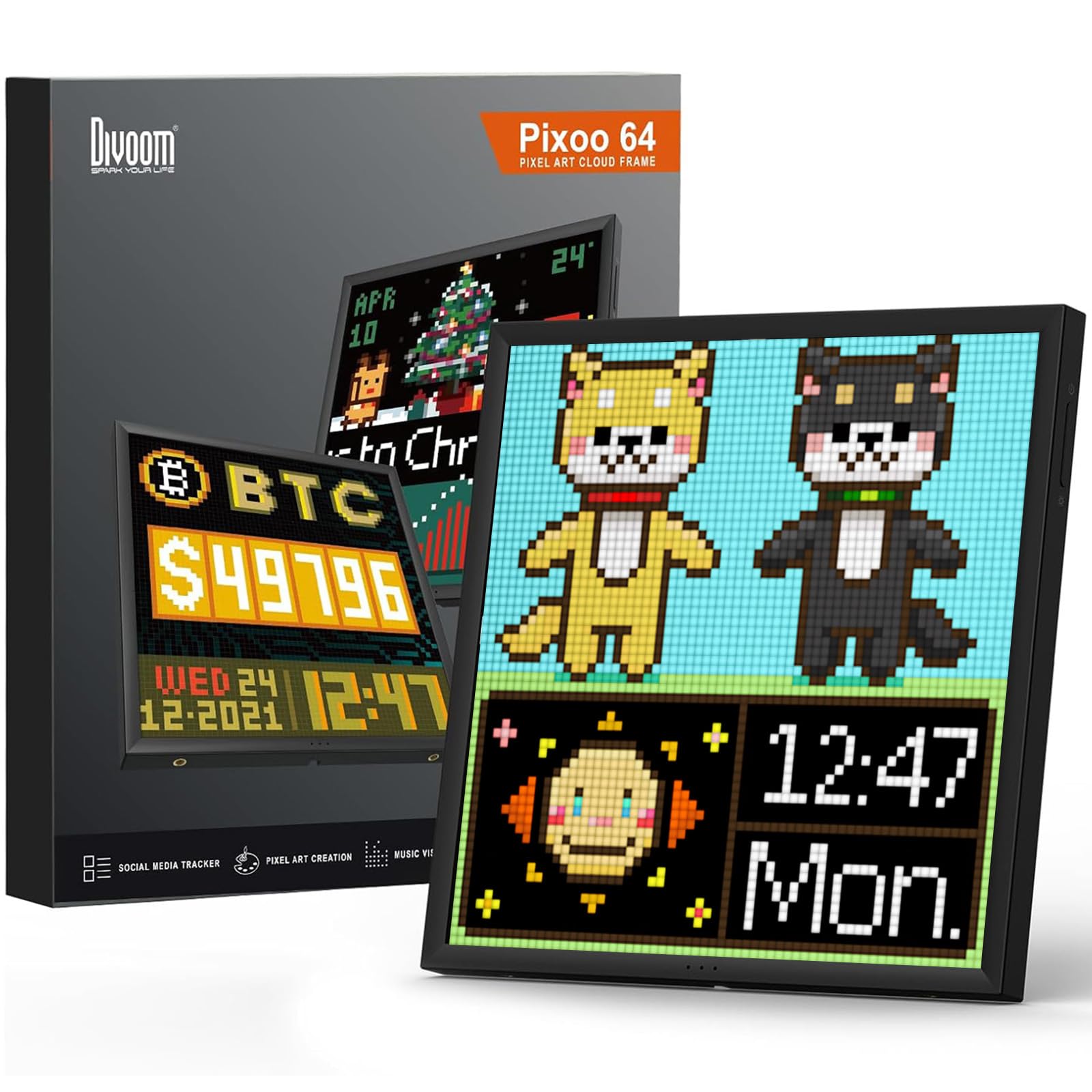 Divoom Pixoo-64 - WiFi Pixel Cloud Digital Frame with APP Control,64 X 64 LED Pa - Divoom Official Product View 1