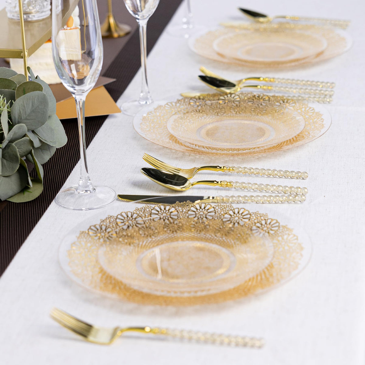 150PCS Gold Plastic Silverware Heavy Duty Disposable - QualQuot Official Imagery - 3