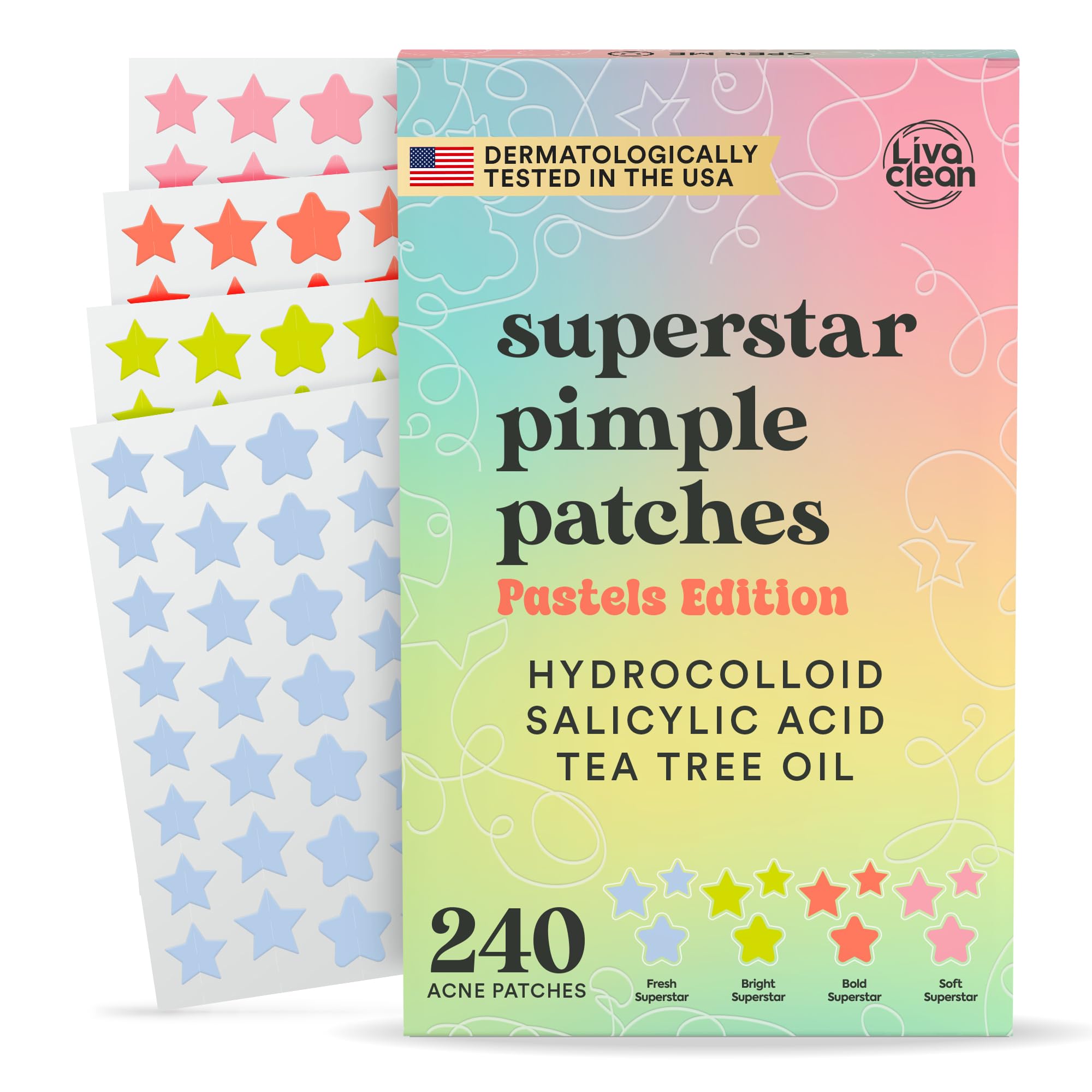 Livaclean 240 CT Star Pimple Patches for Face + 330 CT Acne - LivaClean