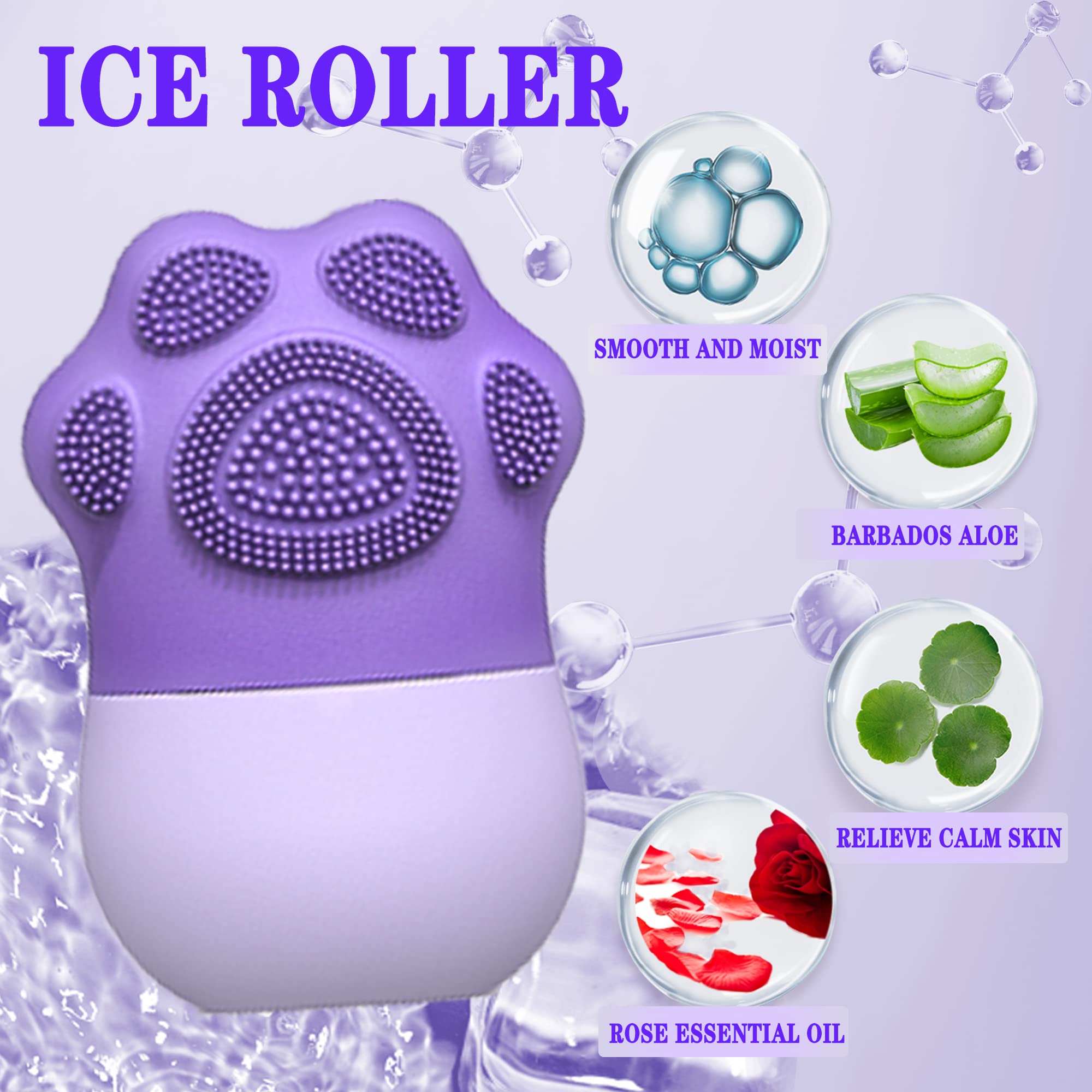 Ice Roller for Face Facial Beauty Mini Ice Roller for Eyes,Neck,Sunburn Puffiness Relief Reusable Silicone Face Ice Holder