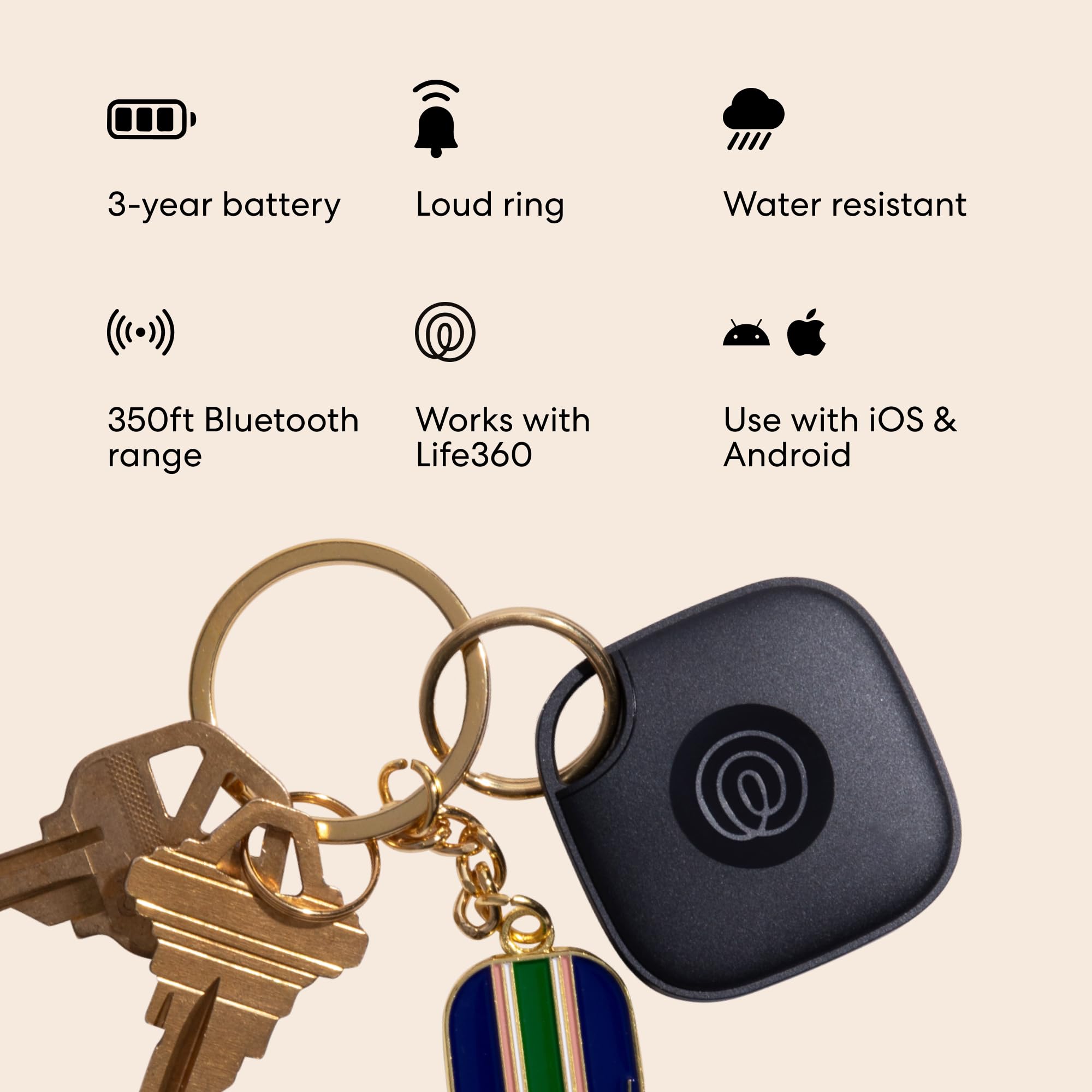 Life360 Tile - Bluetooth Tracker, Keys Finder and Item Locator fo by Life360 - Angle View 6