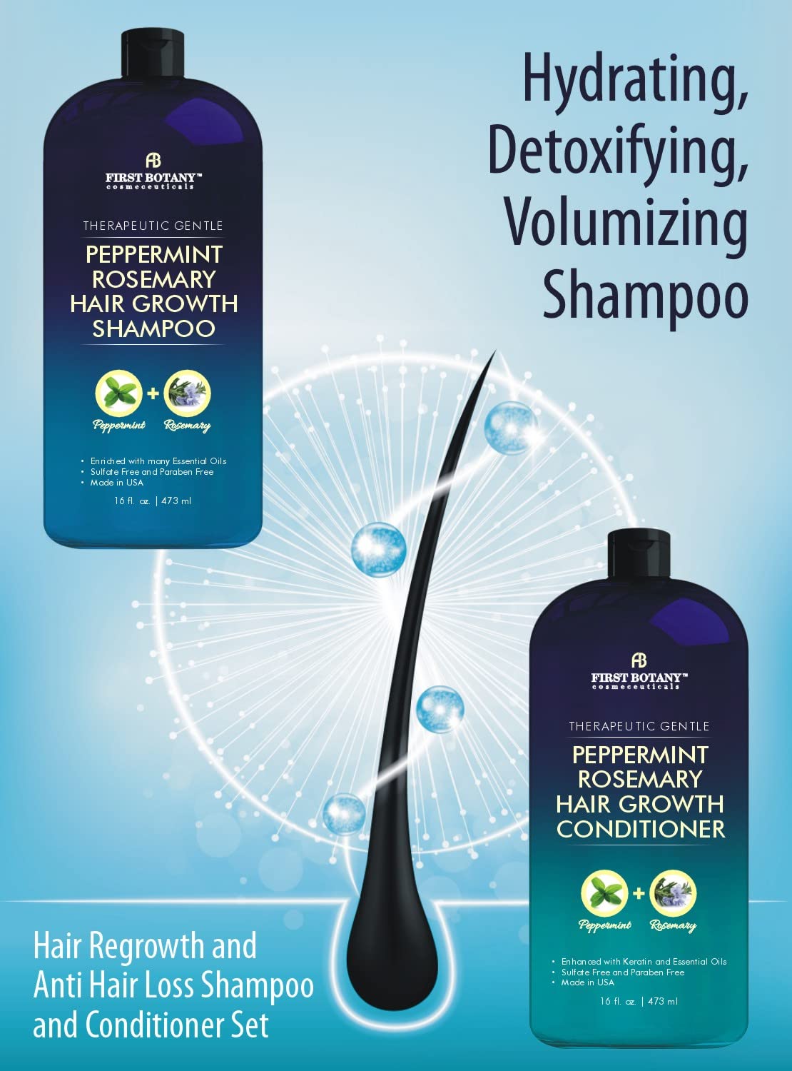 First Botany, Peppermint Rosemary Hair Regrowth and Anti Hair Loss Shampoo and - First Botany Official Product View 7