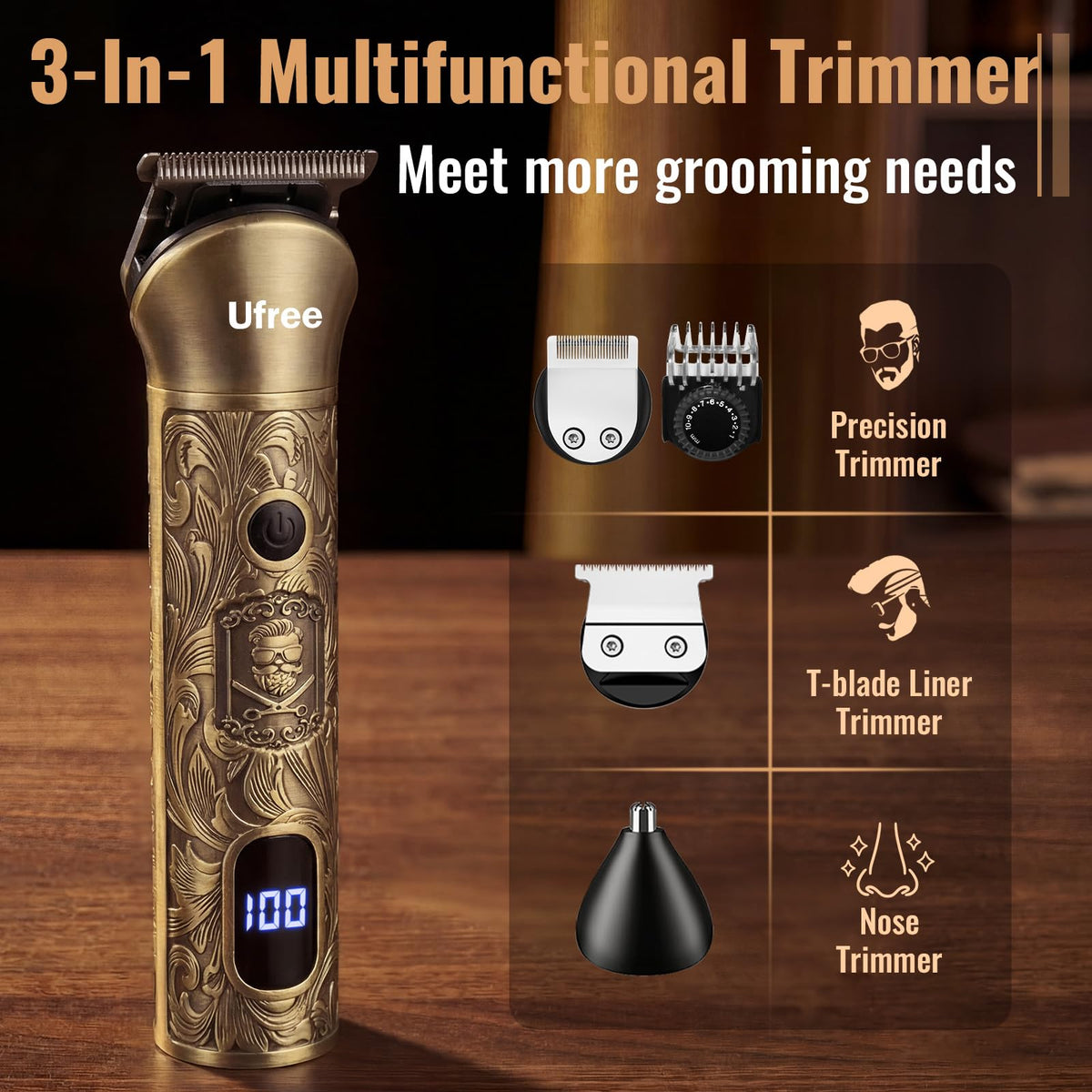 Ufree Hair Clippers for Men Beard Trimmer Foil Shaver 3 in 1 - Ufree Official Imagery - 4