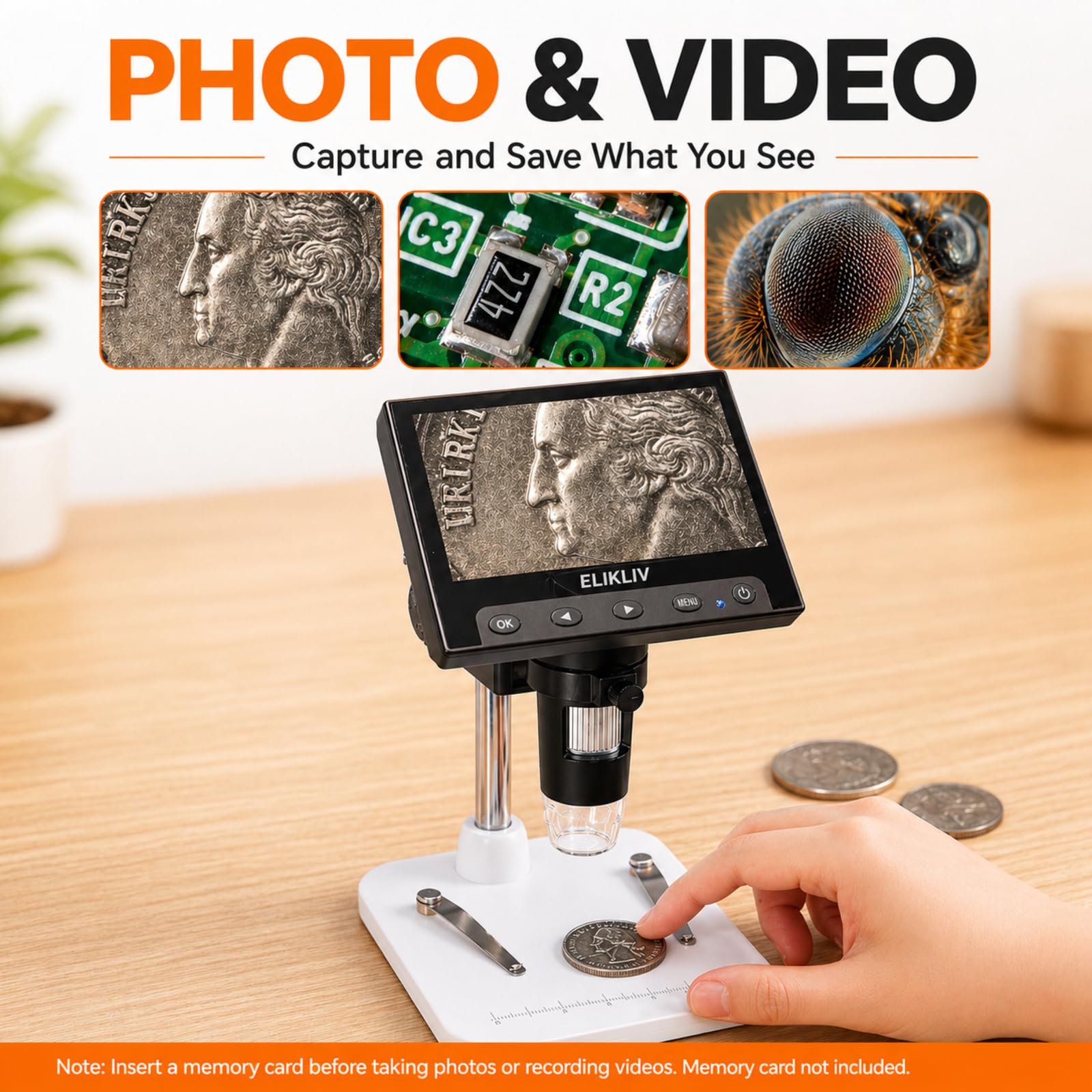 Elikliv Microscope, LCD Digital Coin Microscope 1000x, Coin Magni by Elikliv - Angle View 4